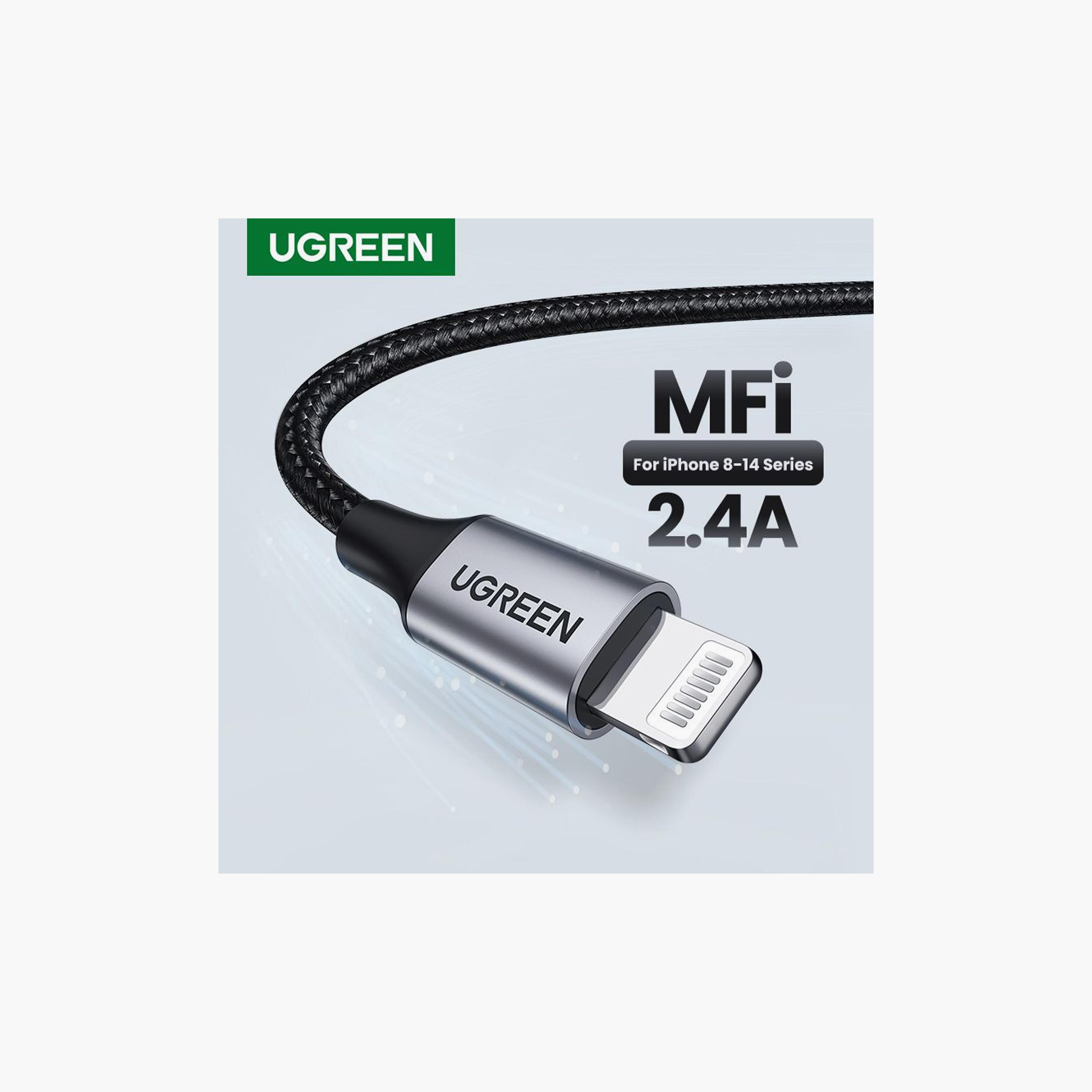 UGREEN Aluminum Braided Charging and Sync Data Cable USB to Lightning 1m - Black | 60156-electronics-portabledevices-image-5