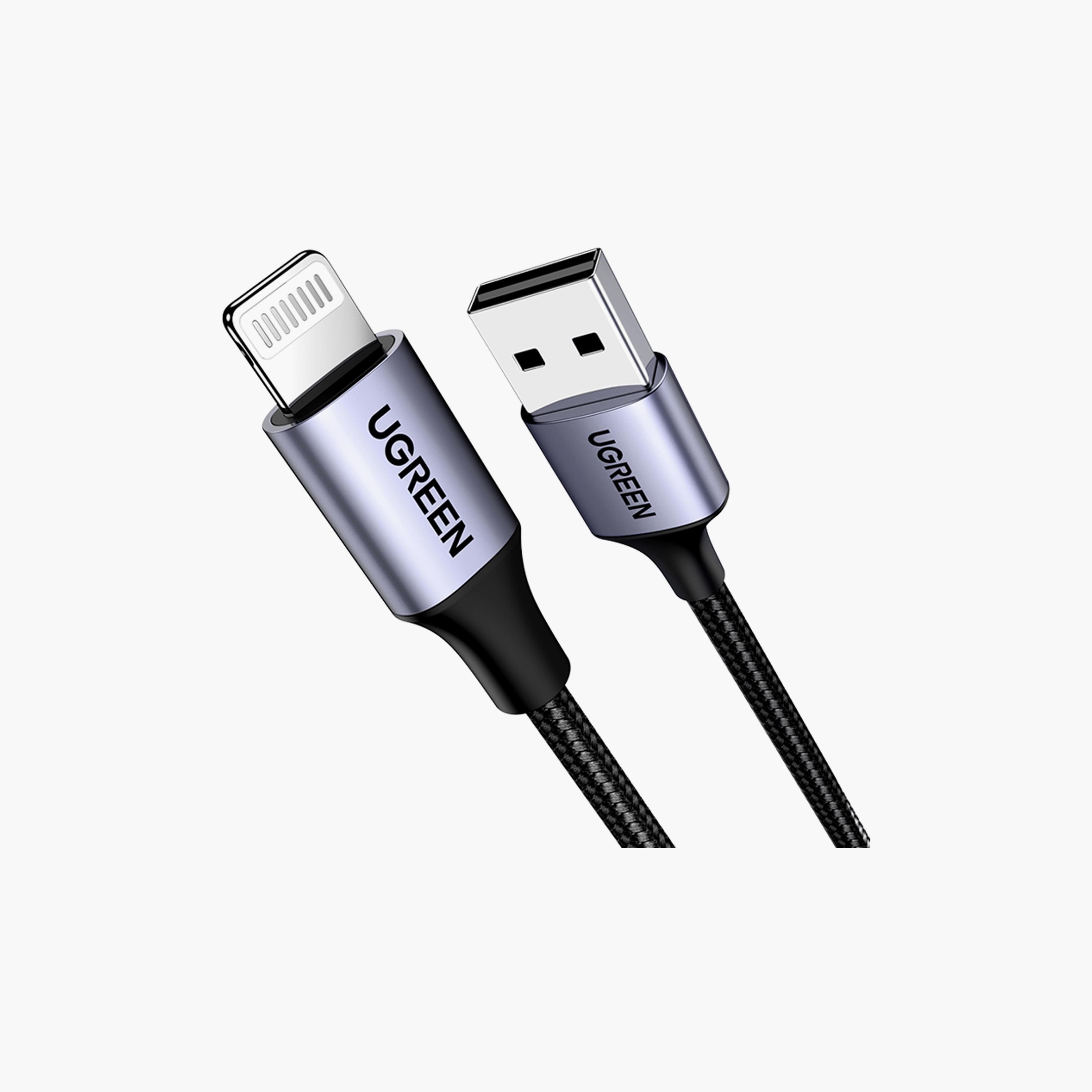 UGREEN Lightning to USB Cable Alu Case with Braided 2m - Black | 60158-electronics-portabledevices-image-1