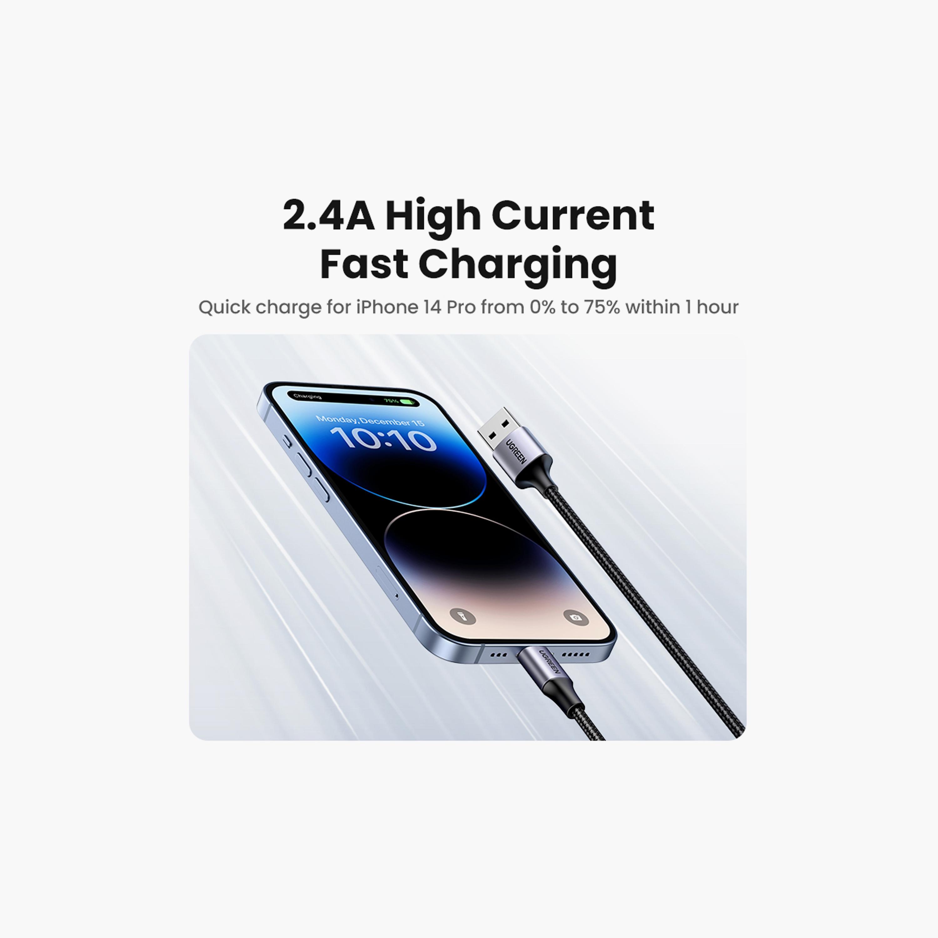 UGREEN Lightning to USB Cable Alu Case with Braided 2m - Black | 60158-electronics-portabledevices-image-4