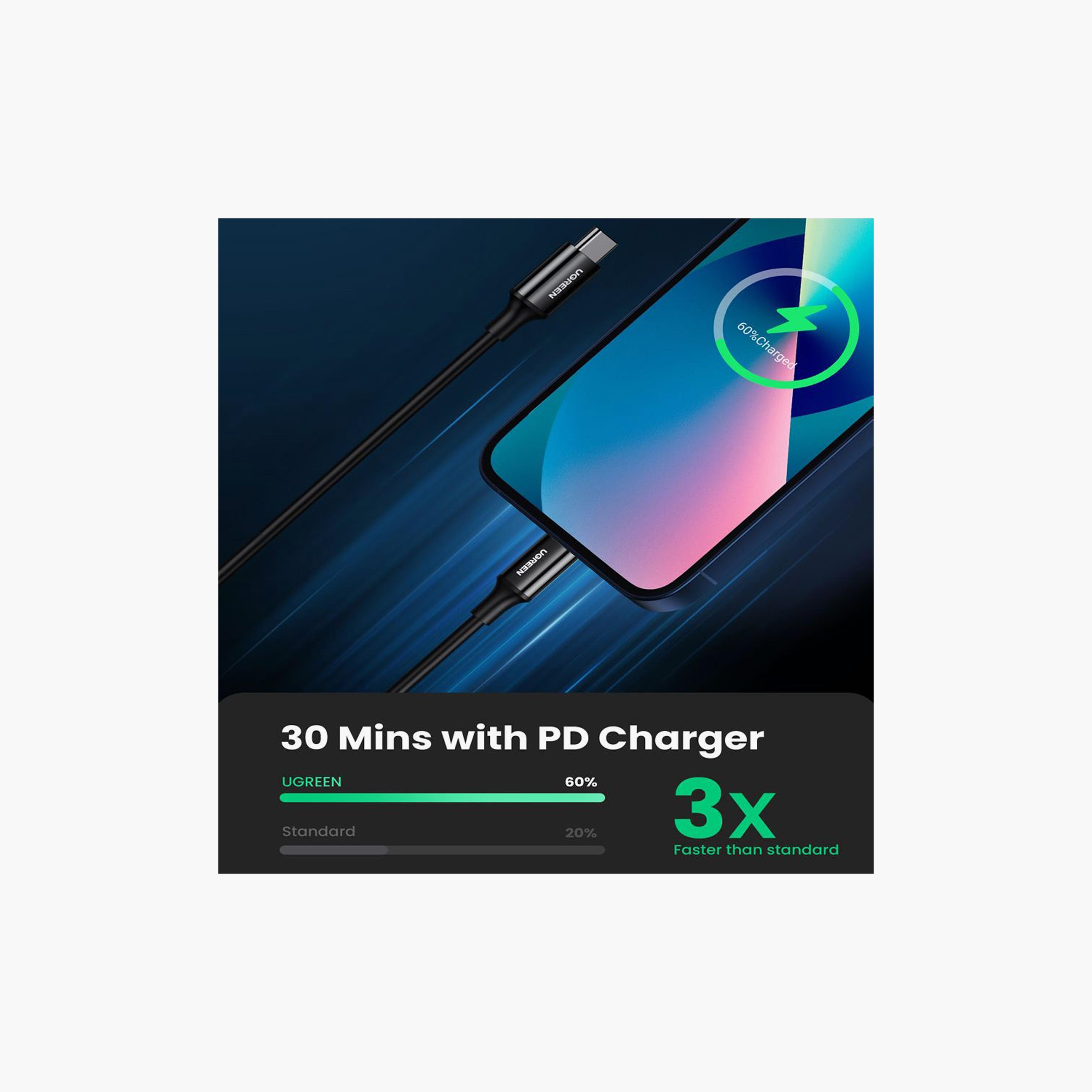 UGREEN Charging and Sync Data Cable USB-C to Lightning 1m - Black | 60751-electronics-portabledevices-image-2