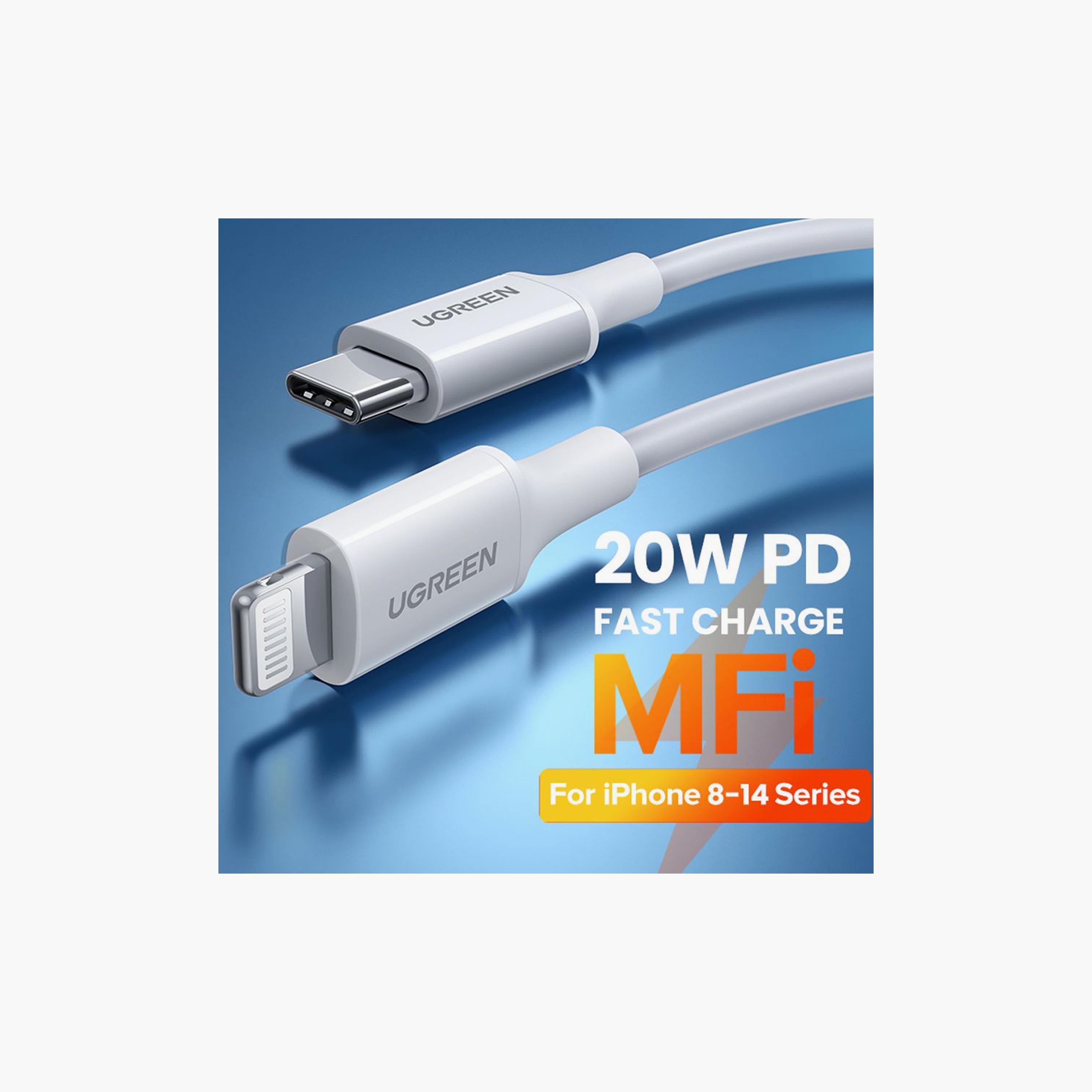 UGREEN USB-C to Lightning M/M Cable Rubber Shell 2m - Black | 60752-electronics-portabledevices-image-2