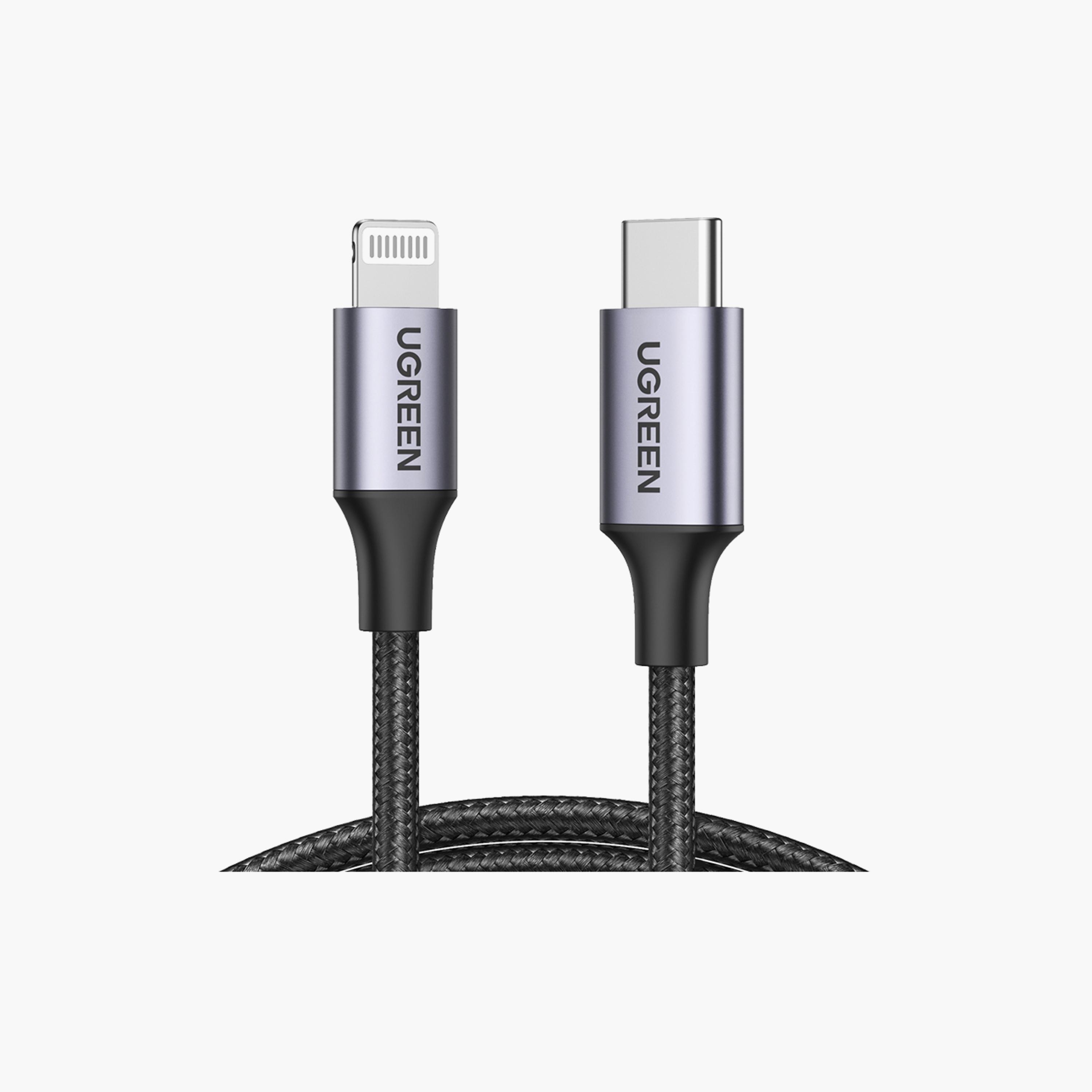 UGREEN Aluminum Braided Charging and Sync Data Cable USB-C to Lightning 1m - Black | 60759-electronics-portabledevices-image-1