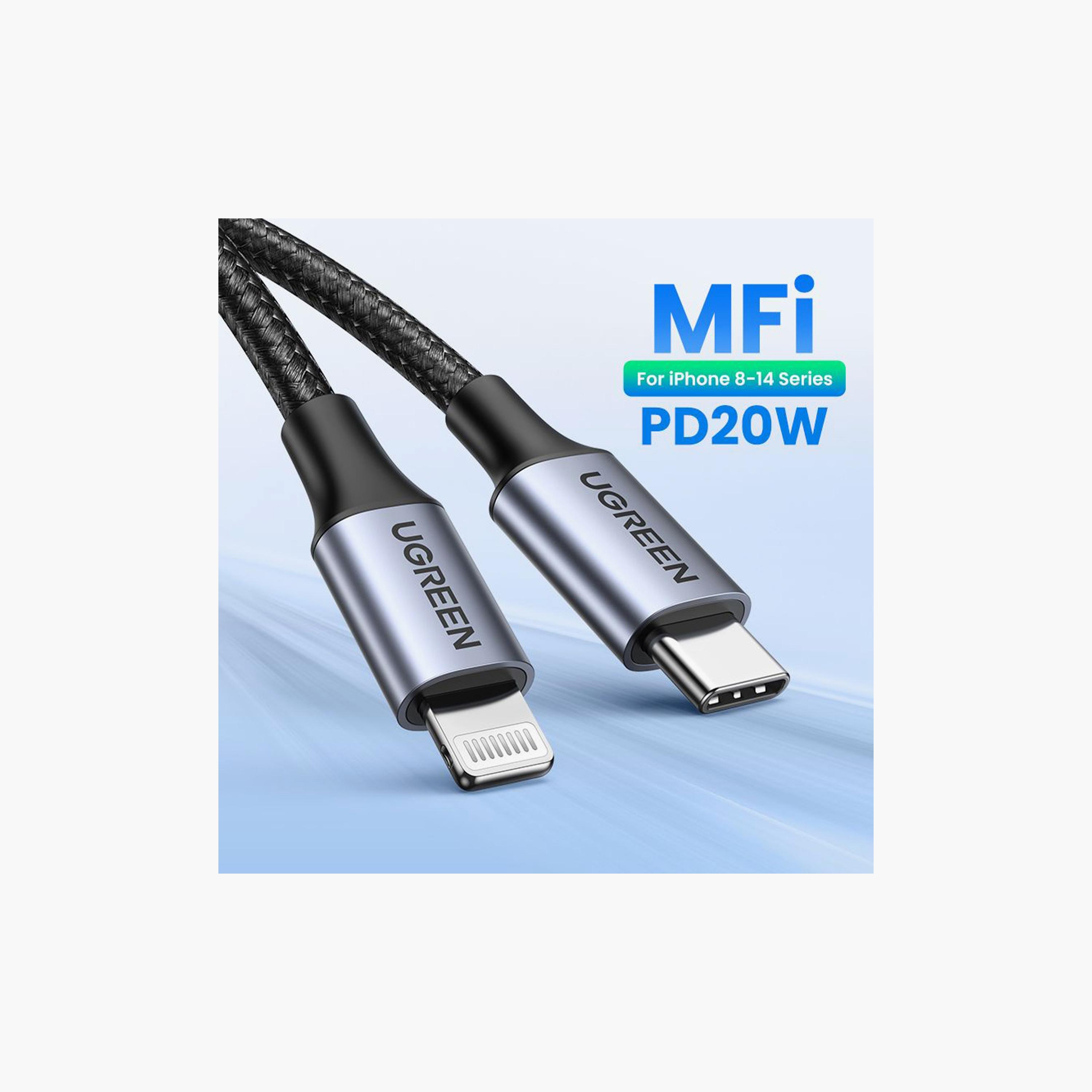 UGREEN Aluminum Braided Charging and Sync Data Cable USB-C to Lightning 1m - Black | 60759-electronics-portabledevices-image-4