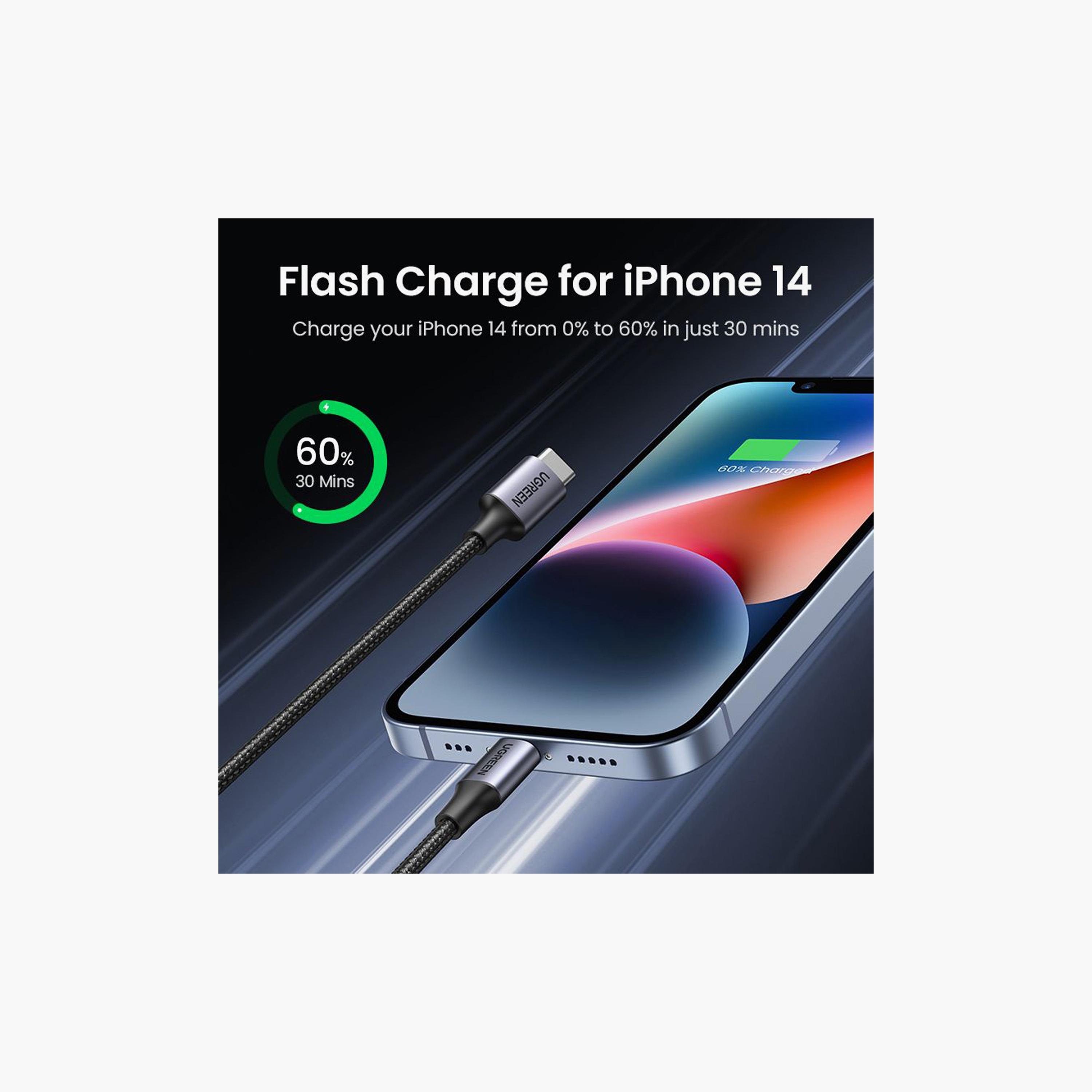 UGREEN Aluminum Braided Charging and Sync Data Cable USB-C to Lightning 1m - Black | 60759-electronics-portabledevices-image-5