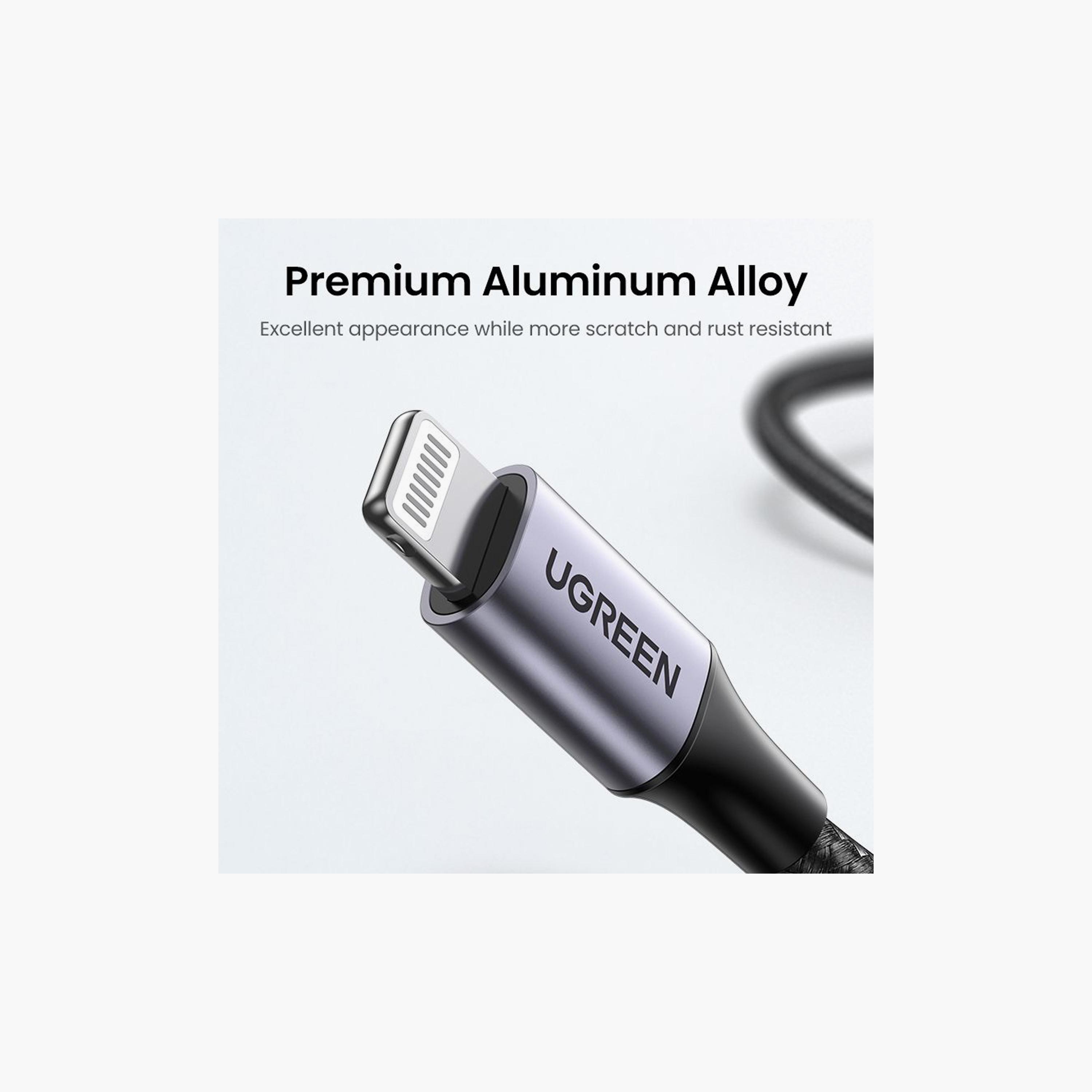 UGREEN Aluminum Braided Charging and Sync Data Cable USB-C to Lightning 1m - Black | 60759-electronics-portabledevices-image-6