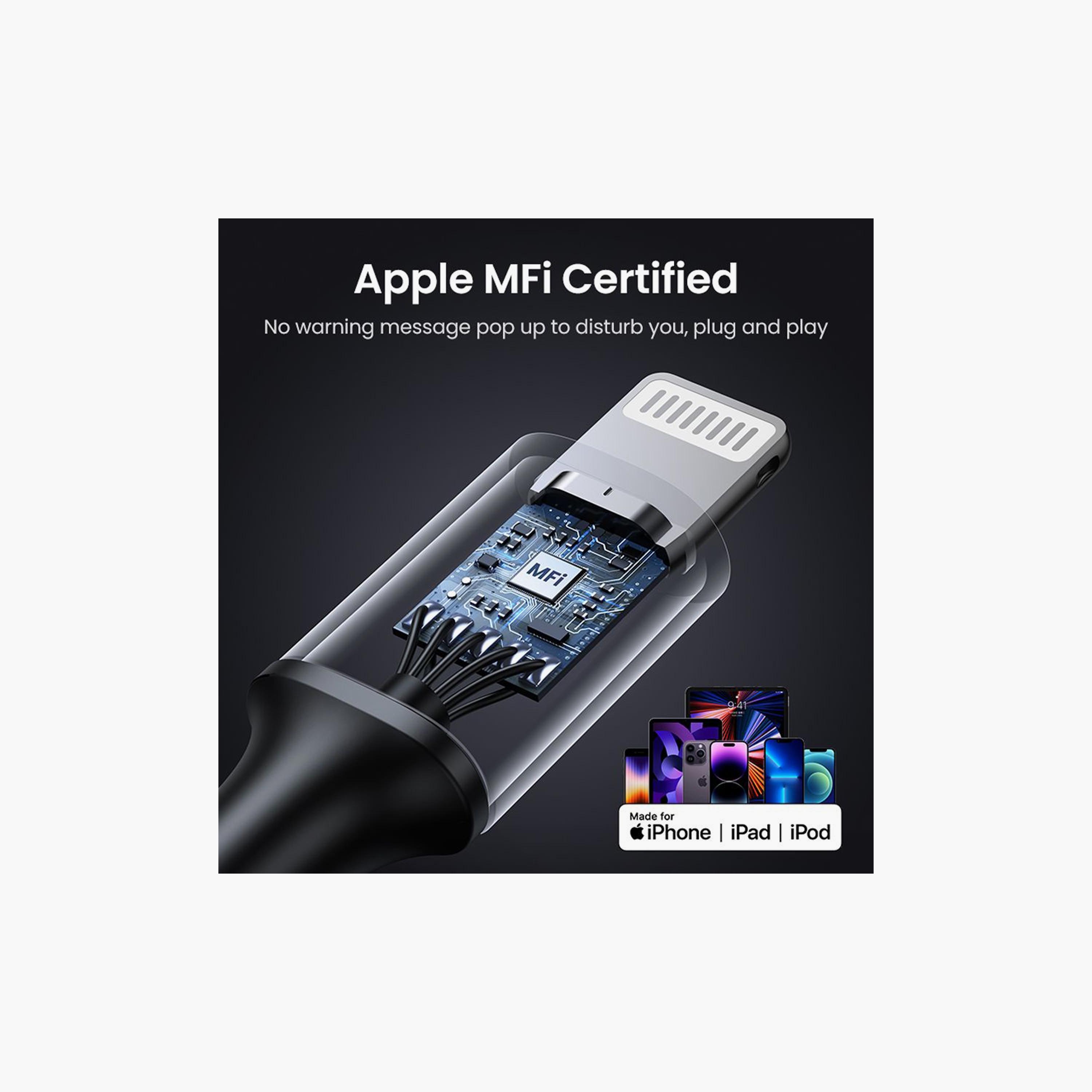 UGREEN USB-C to Lightning M/M Cable Aluminum Shell Braided 2m - Black | 60761-electronics-portabledevices-image-5