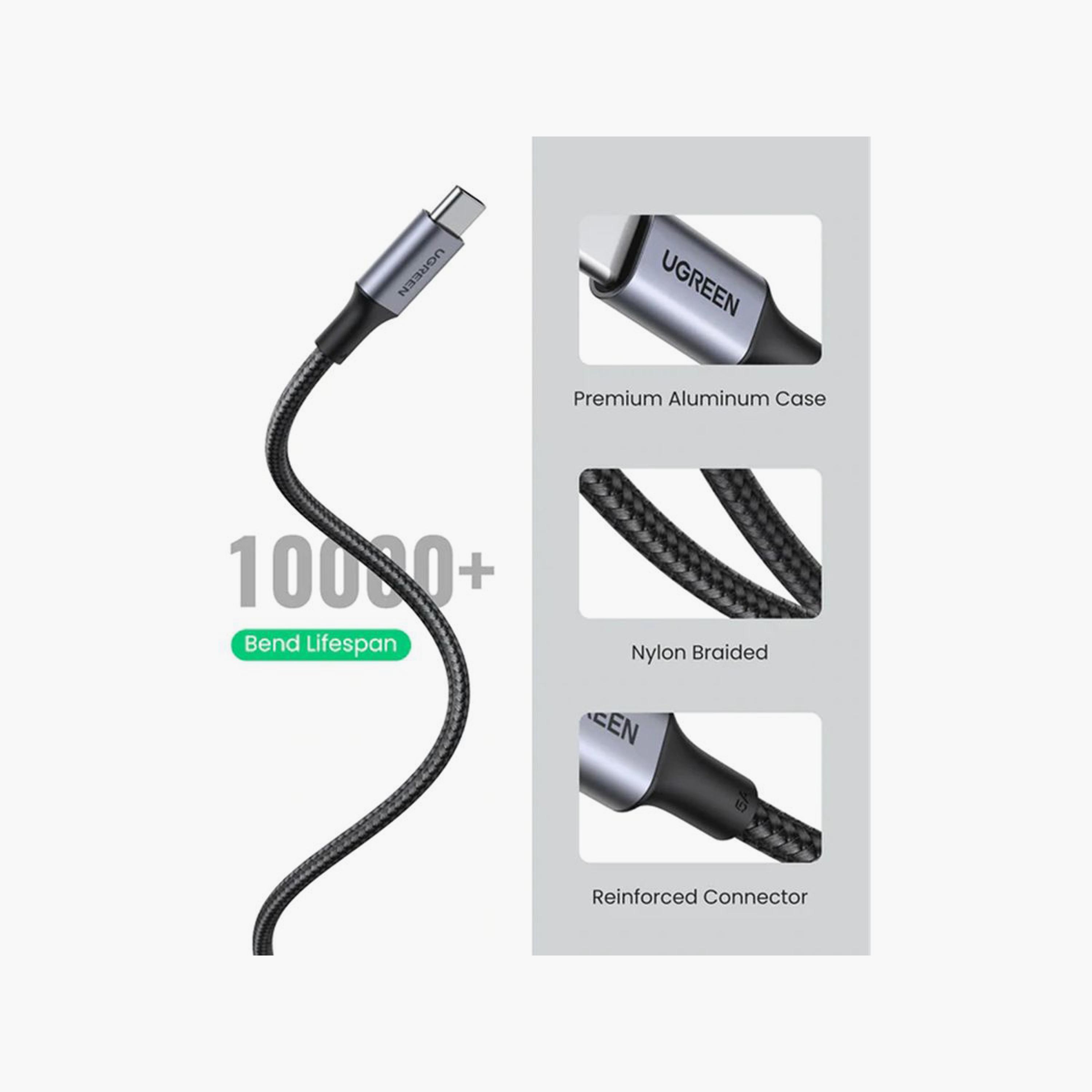 UGREEN Fast Charging Cable Braided USB-C to USB-C 1m 100W - Black | 70427-electronics-portabledevices-image-2