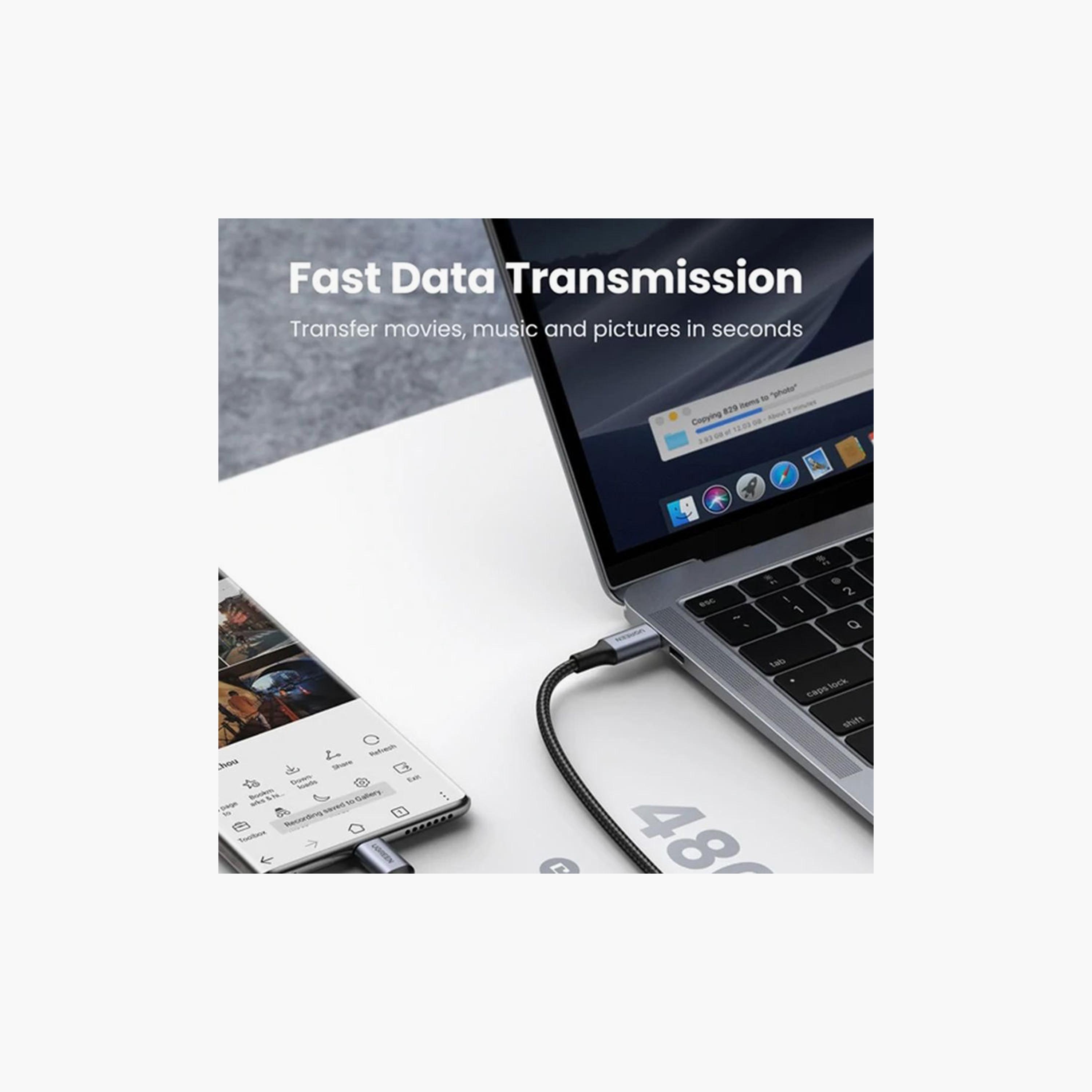 UGREEN Fast Charging Cable Braided USB-C to USB-C 2m 100W - Black | 70429-electronics-portabledevices-image-3