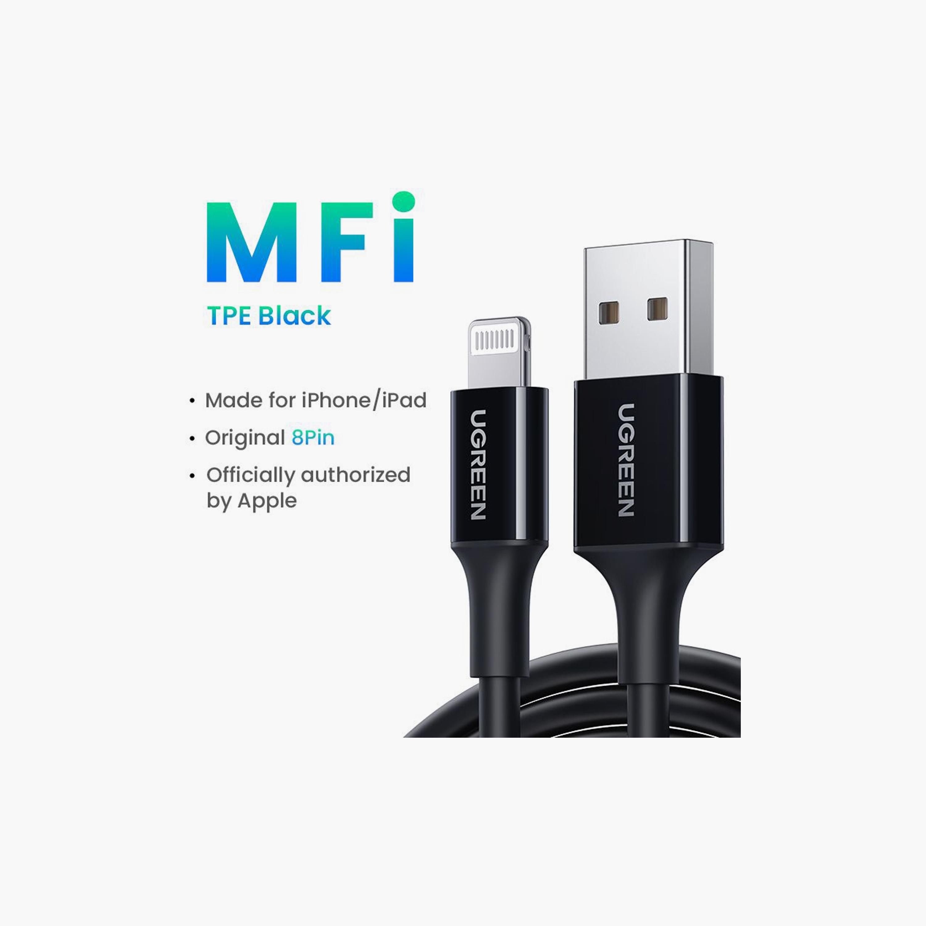 UGREEN Charging and Sync Data Cable USB to Lightning 2m - Black | 80823-electronics-portabledevices-image-3