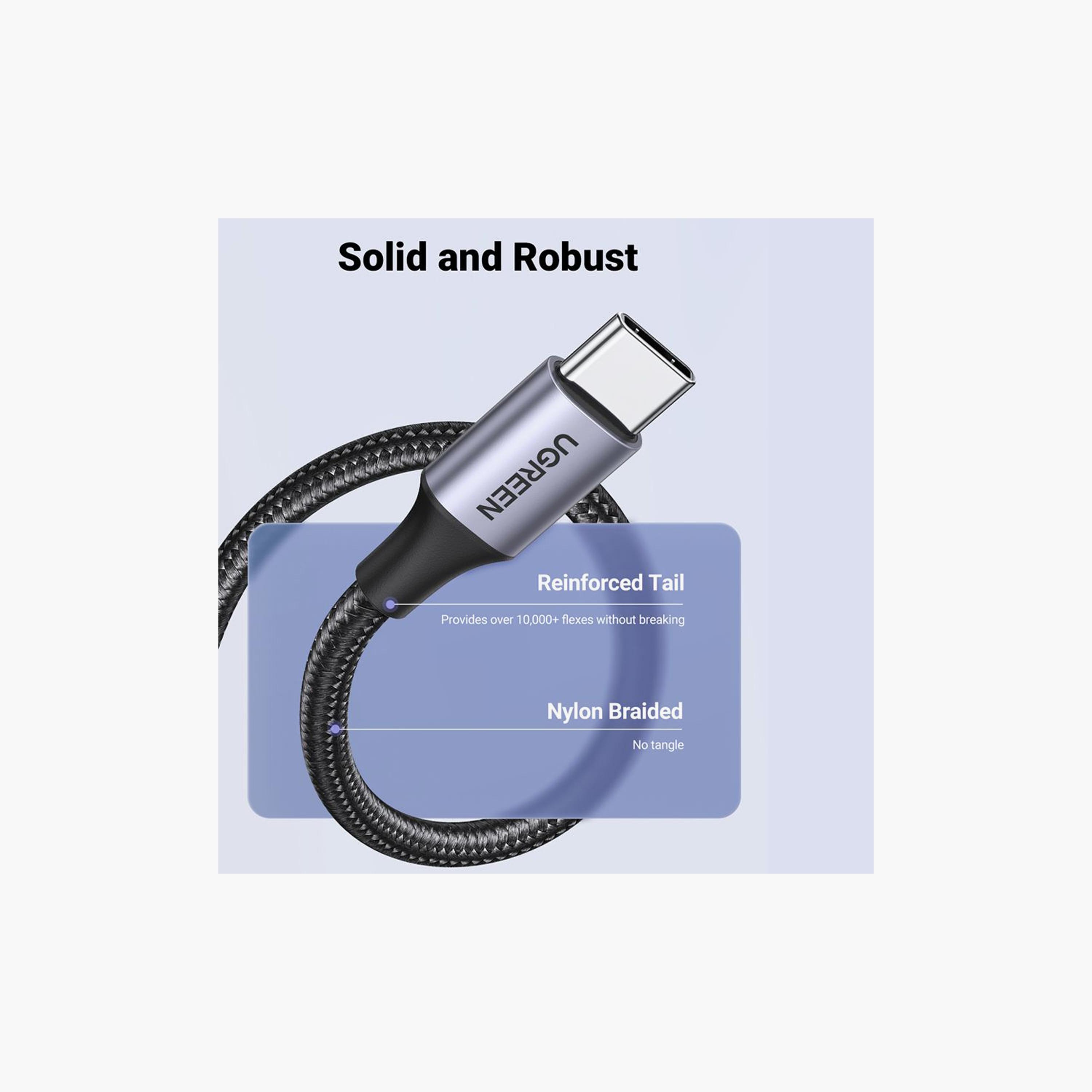 UGREEN Aluminum Braided Charging and Sync Data Cable USB to USB-C 1m - Black | 60126B-electronics-portabledevices-image-4