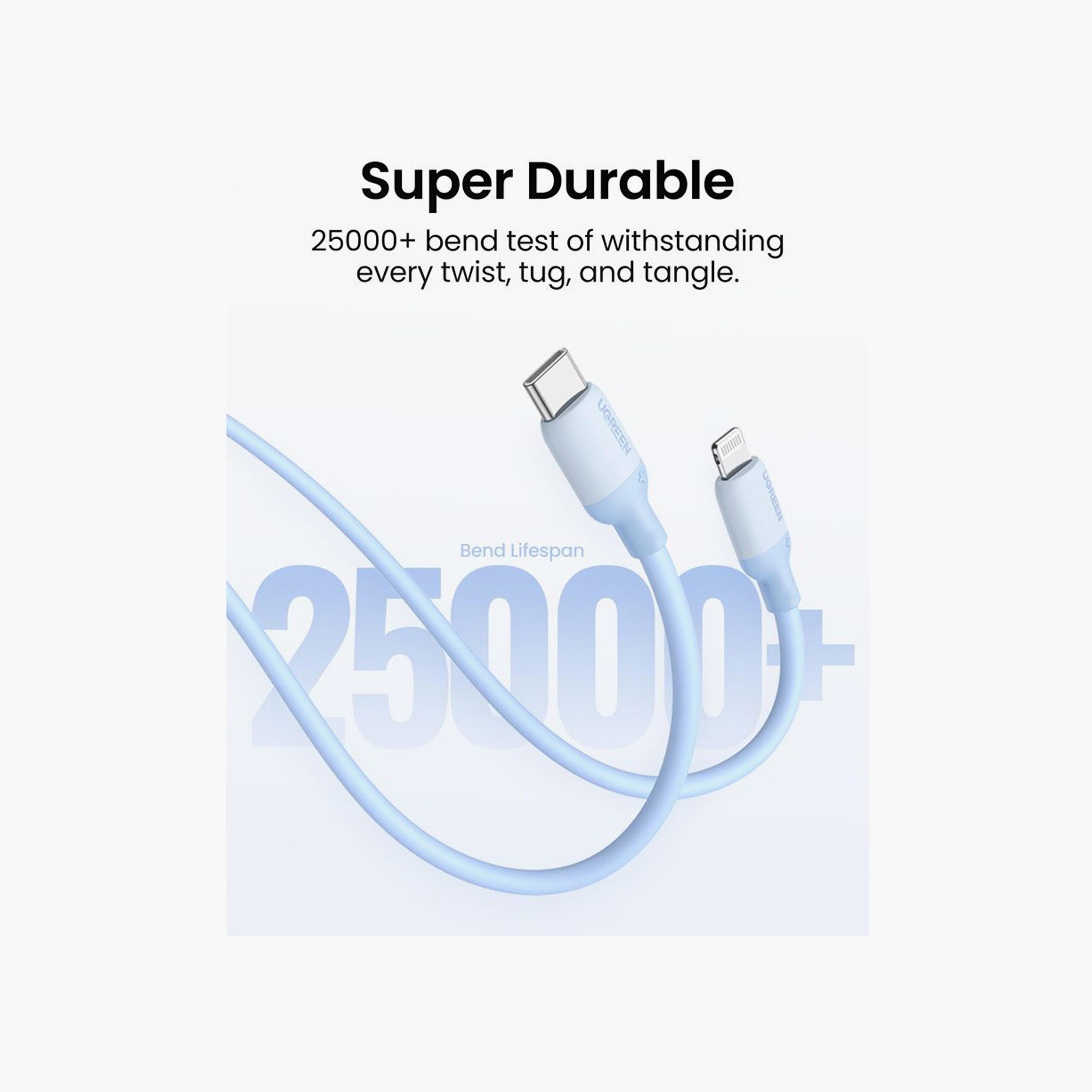 UGREEN USB-C to Lightning Silicone Cable 1m - Navy Blue | 20313-electronics-portabledevices-image-5