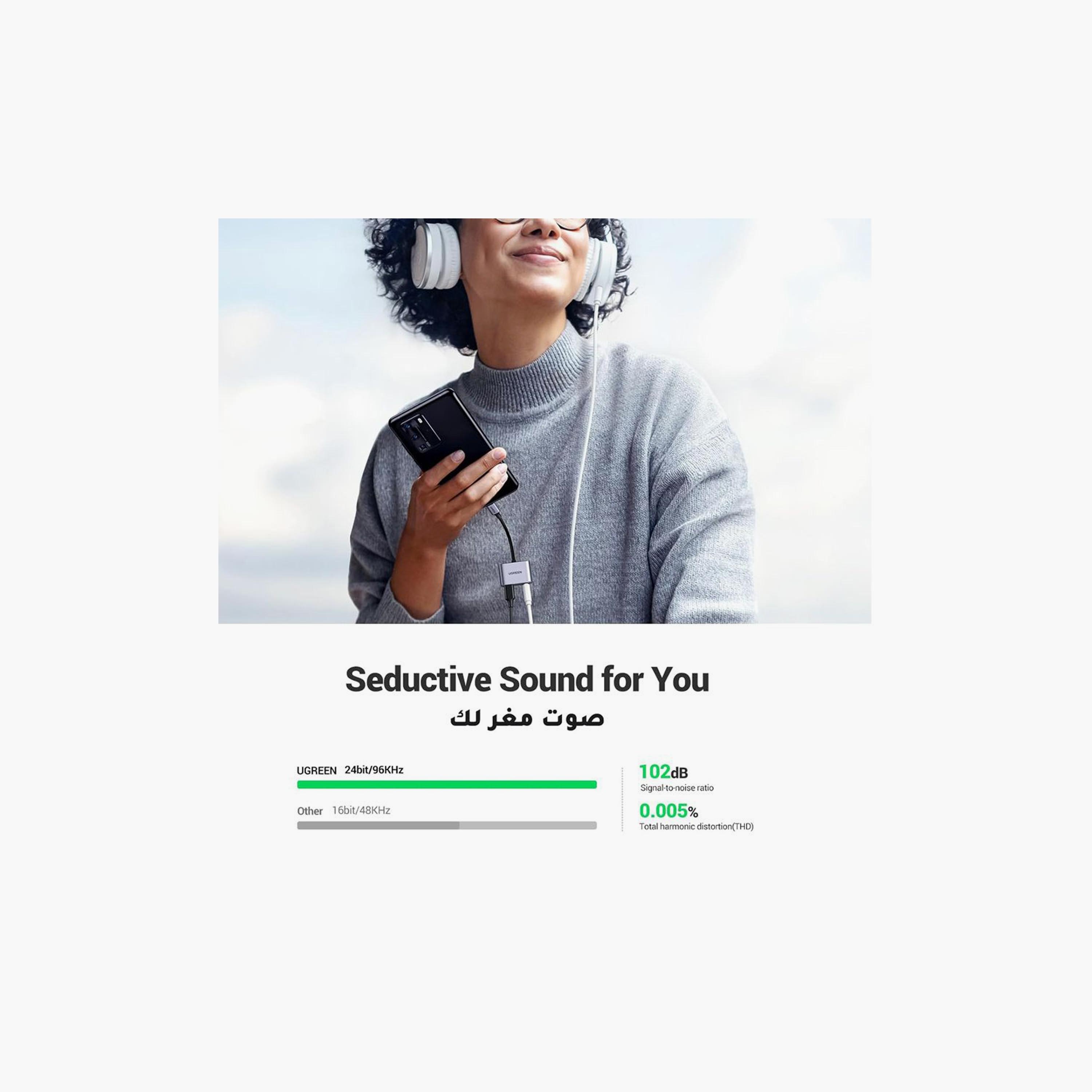 UGREEN Audio Cable USB-C To AUX 3.5mm and Charging Port USB-C - Grey | 60164-electronics-portabledevices-image-6