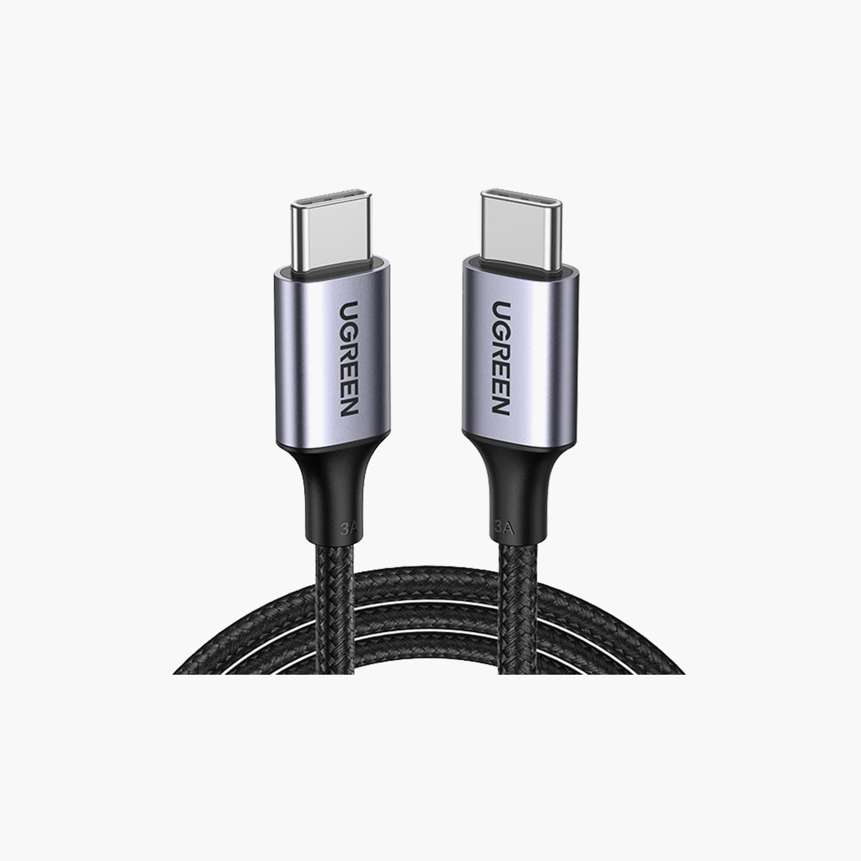 UGREEN USB 2.0 C to USB-C Round Cable Nickel Plating Aluminum Shell 1m - Black Grey | 50150-electronics-portabledevices-image-1