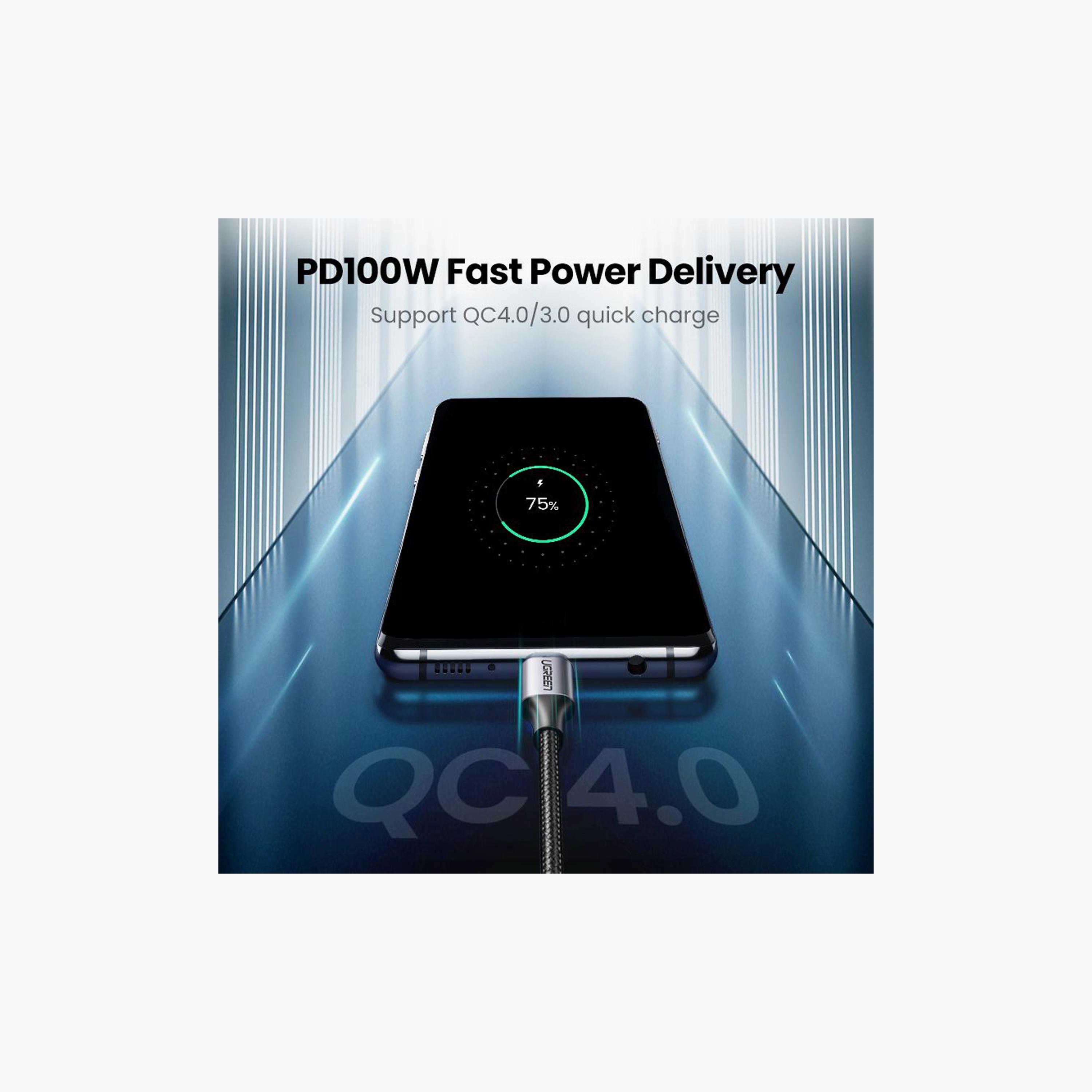 UGREEN USB 2.0 C to USB-C Round Cable Nickel Plating Aluminum Shell 1m - Black Grey | 50150-electronics-portabledevices-image-4