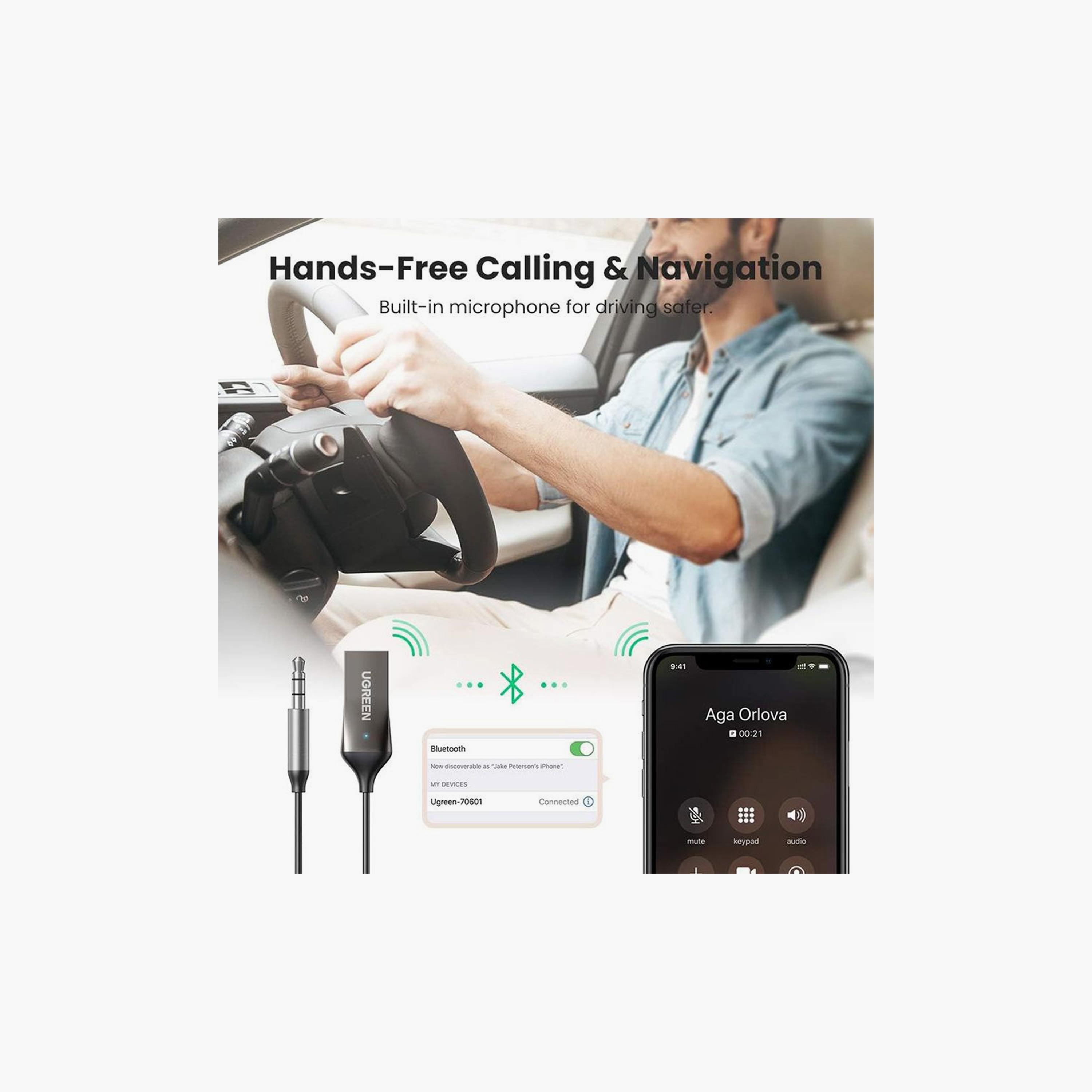 UGREEN Aux to Bluetooth 5.0 Adapter with Mic - Space Grey | 70601-electronics-portabledevices-image-4