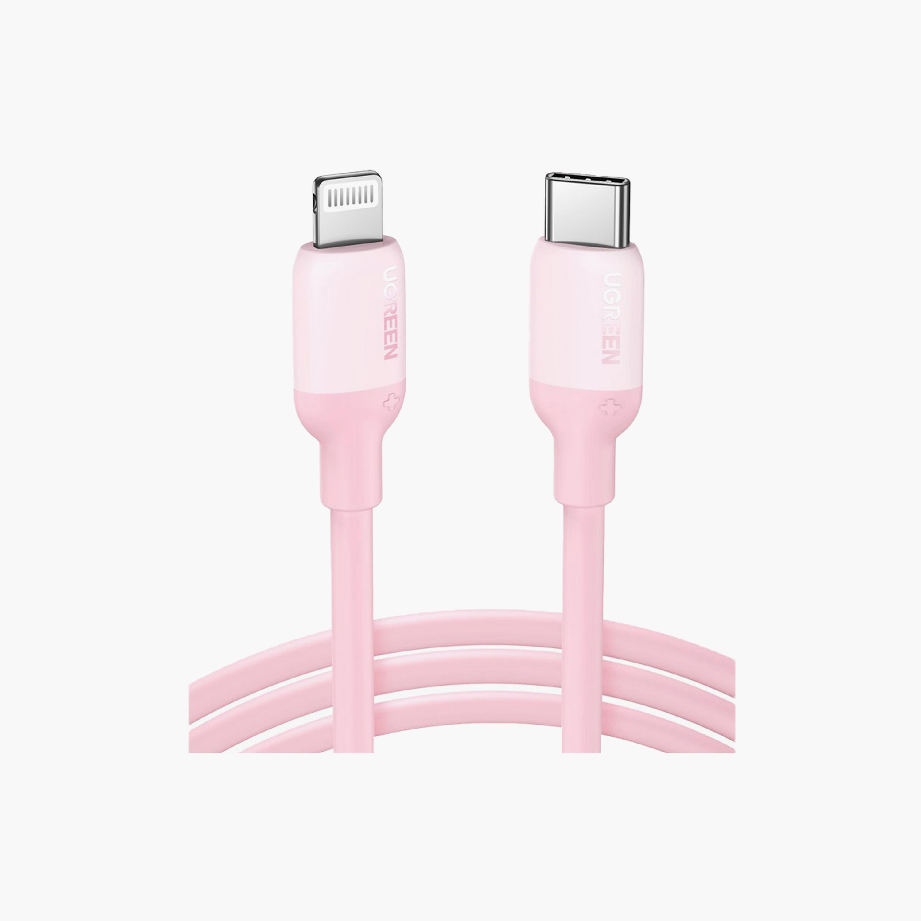 UGREEN USB-C to Lightning Silicone Cable 1m - Pink | 60625-electronics-portabledevices-image-1