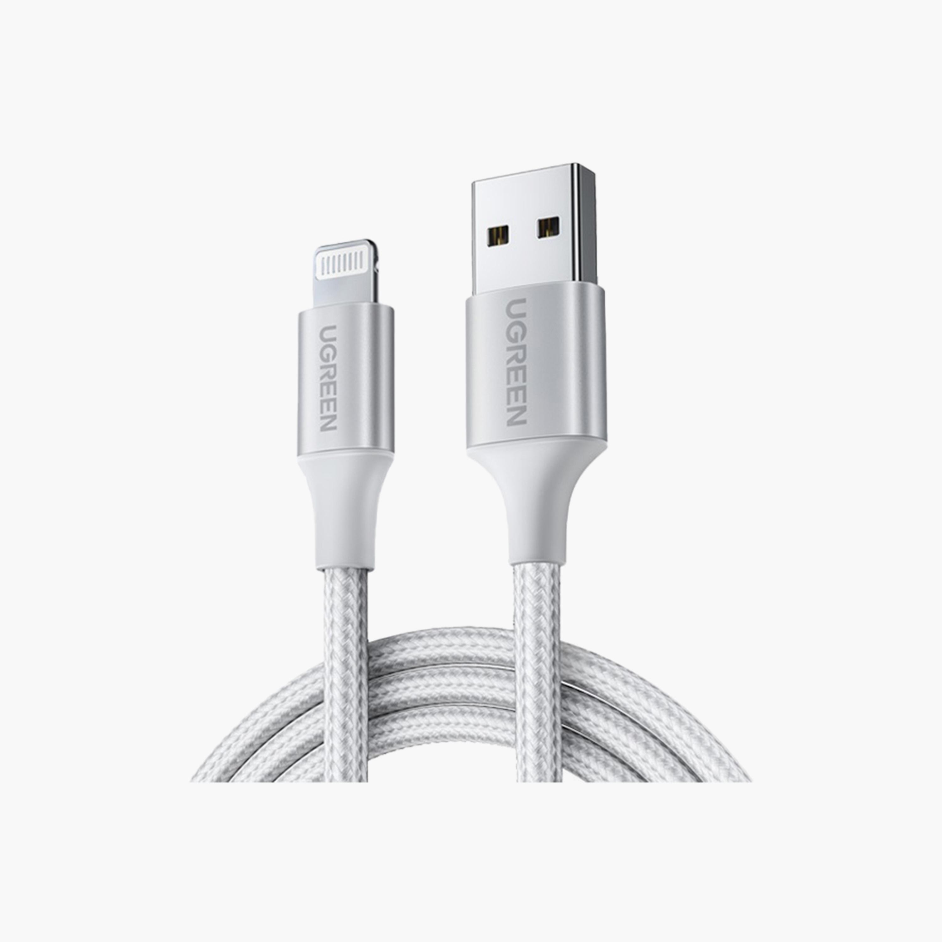 UGREEN Alu Case Braided Charging and Sync Data Cable USB to Lightning 1m - Silver | 60161-electronics-portabledevices-image-1