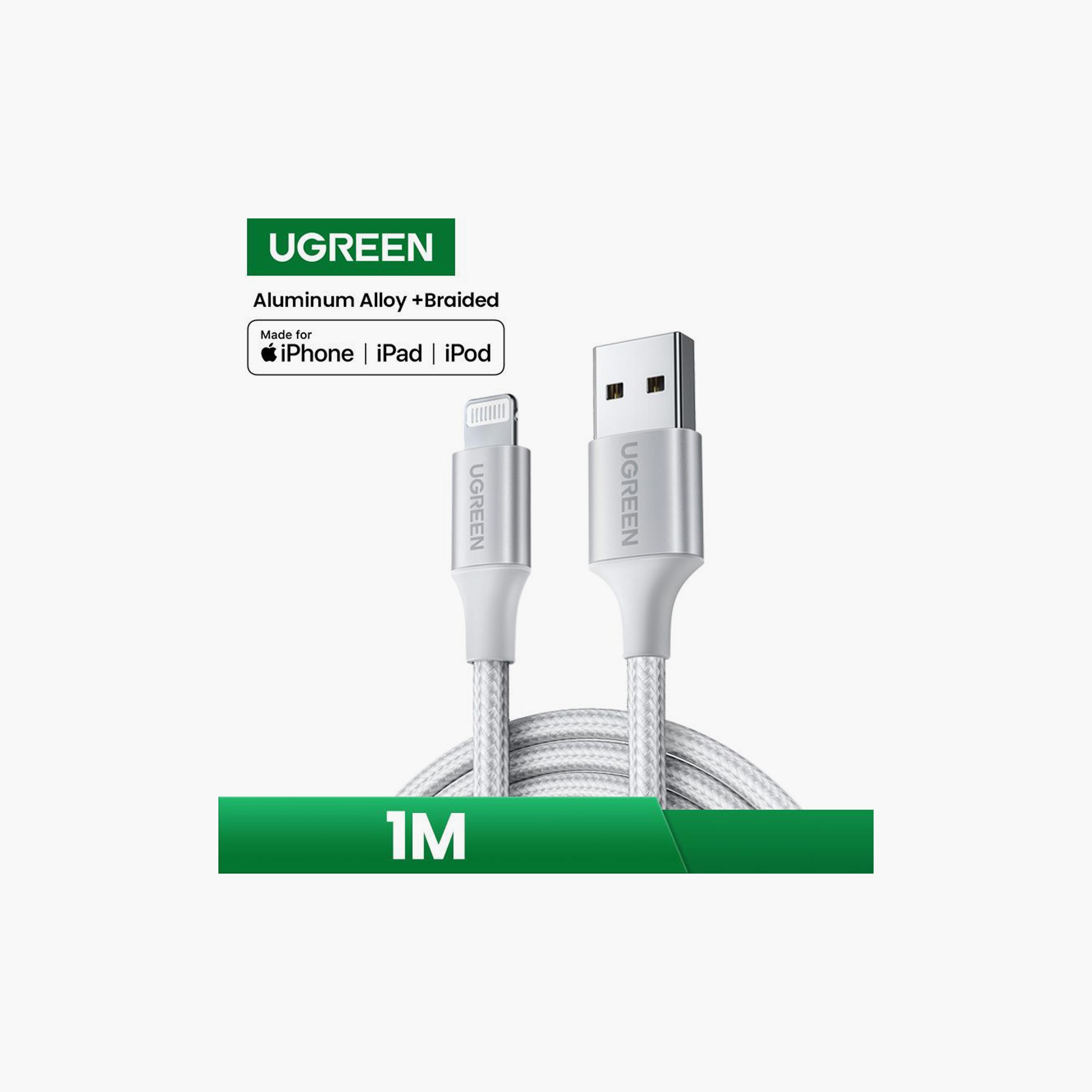 UGREEN Alu Case Braided Charging and Sync Data Cable USB to Lightning 1m - Silver | 60161-electronics-portabledevices-image-3