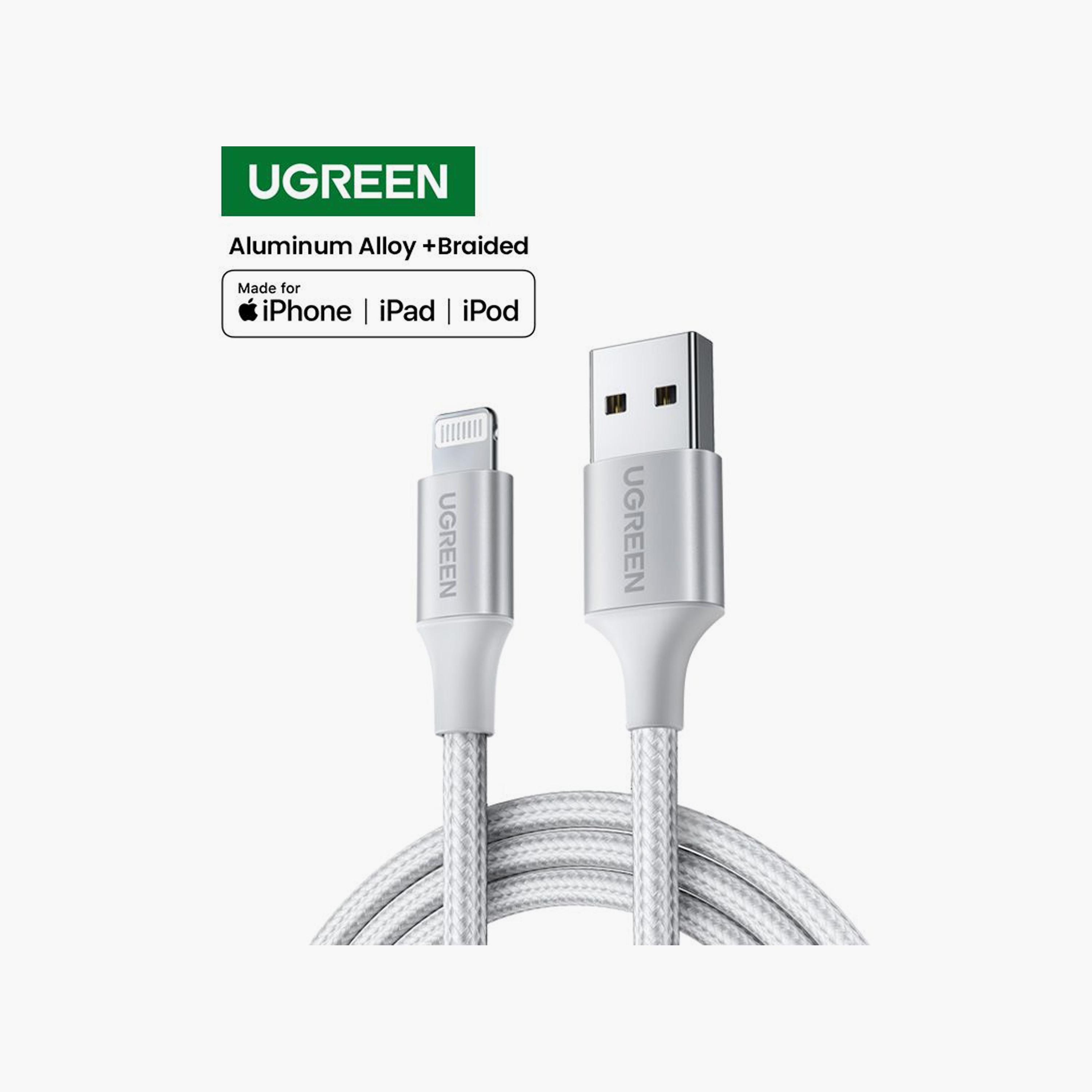 UGREEN Alu Case Braided Charging and Sync Data Cable USB to Lightning 1m - Silver | 60161-electronics-portabledevices-image-5
