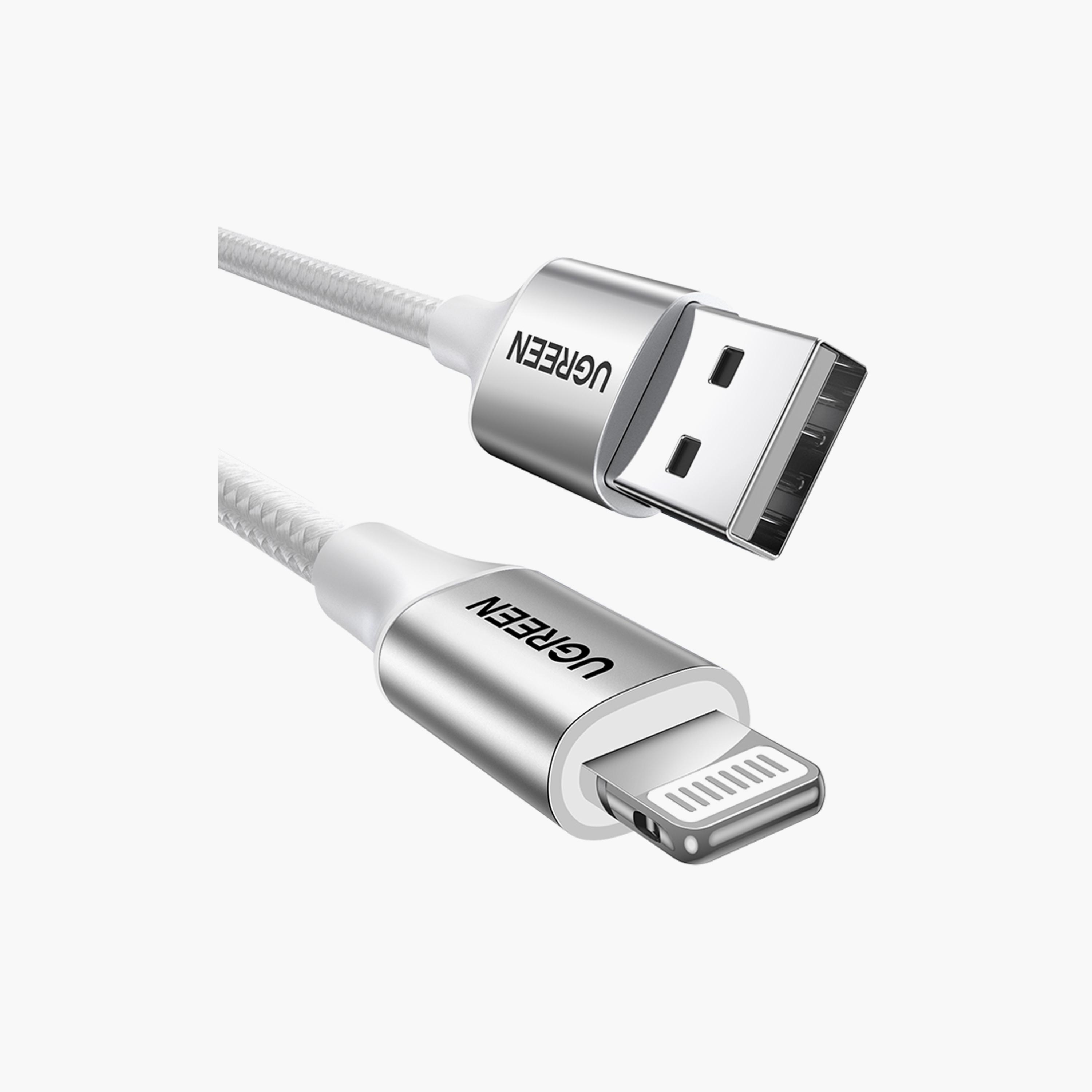 UGREEN Alu Case Braided USB to Lightning Cable 2m - Silver | 60163-electronics-portabledevices-image-1