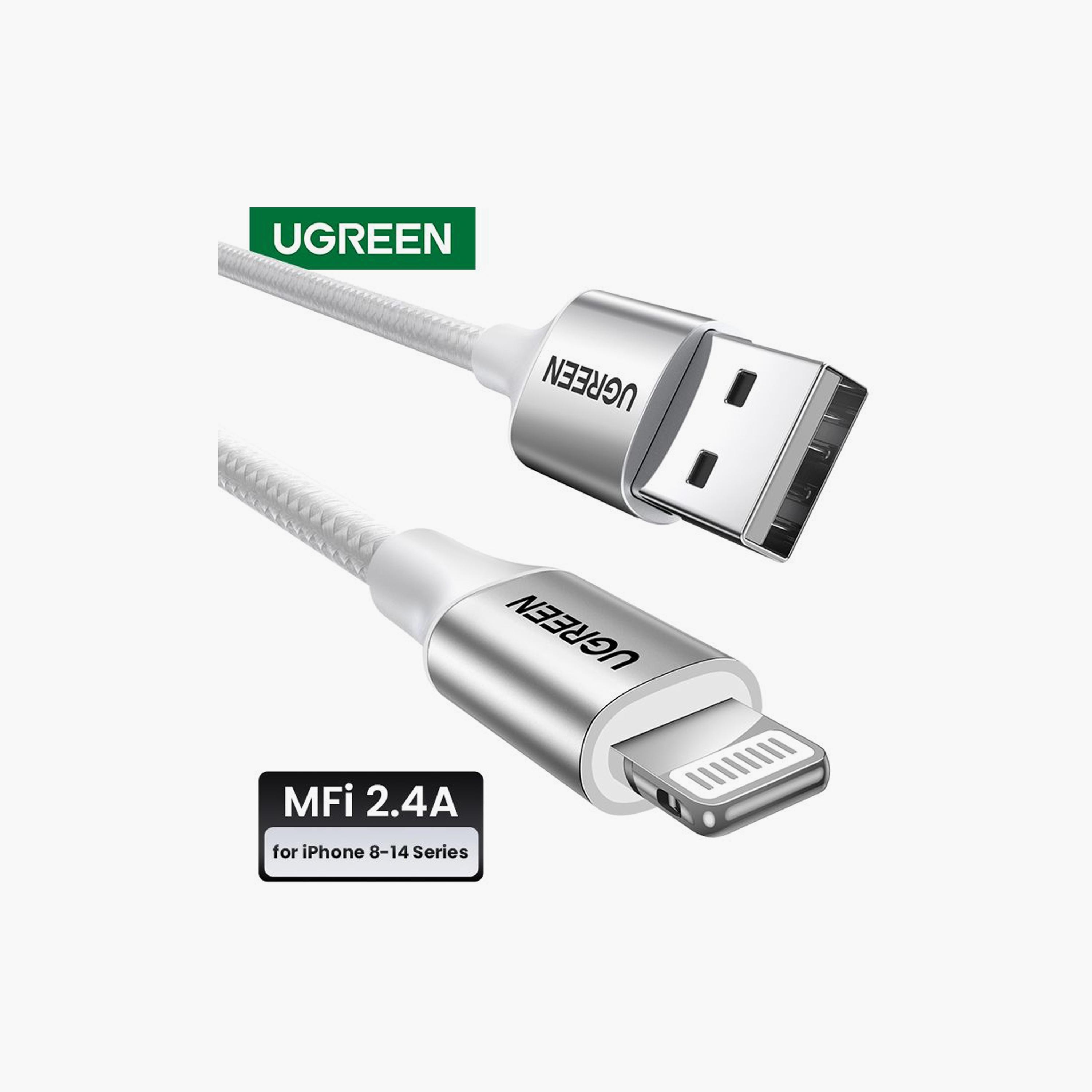 UGREEN Alu Case Braided USB to Lightning Cable 2m - Silver | 60163-electronics-portabledevices-image-2