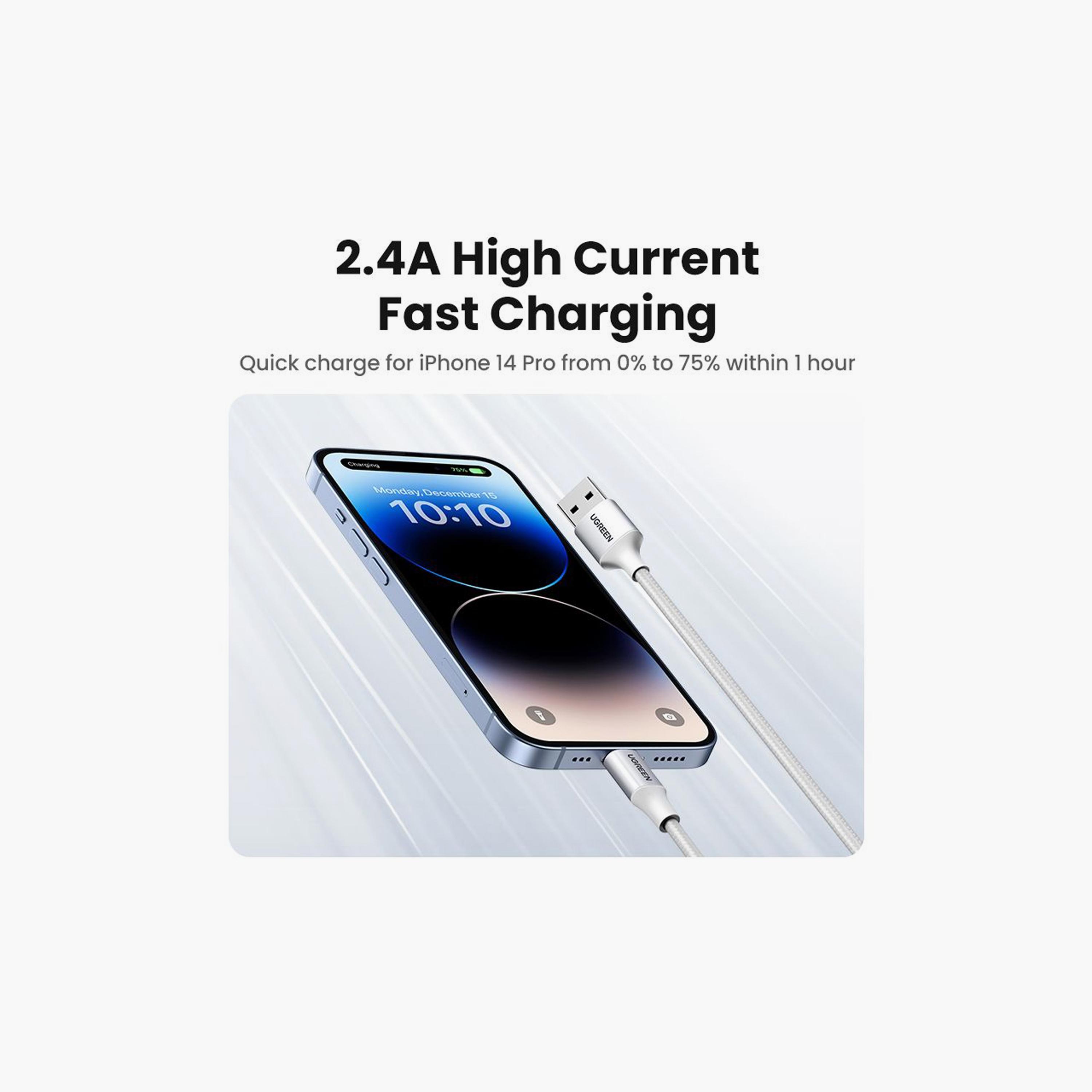 UGREEN Alu Case Braided USB to Lightning Cable 2m - Silver | 60163-electronics-portabledevices-image-3