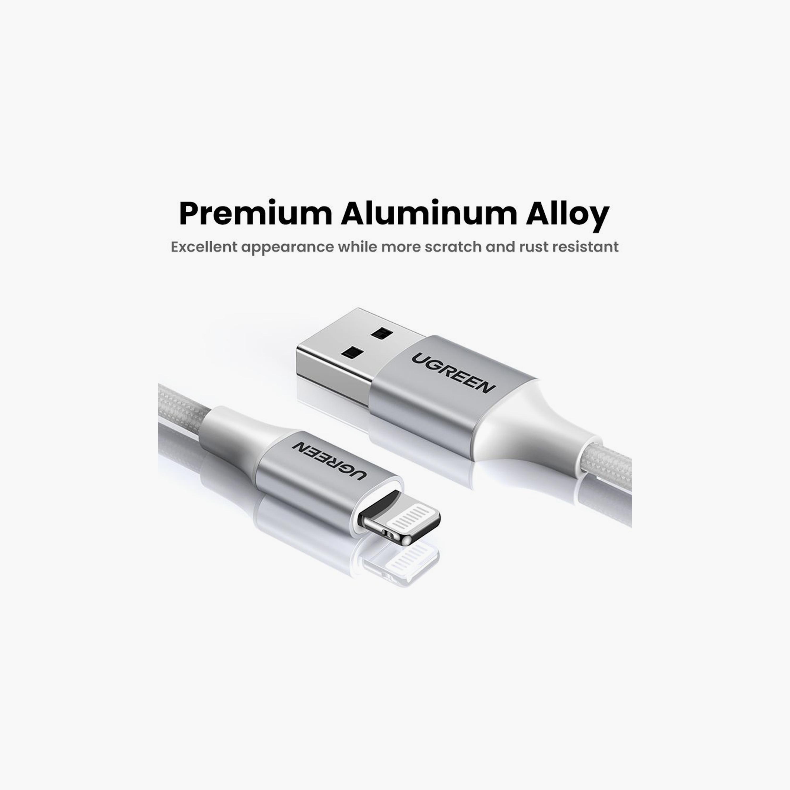 UGREEN Alu Case Braided USB to Lightning Cable 2m - Silver | 60163-electronics-portabledevices-image-5