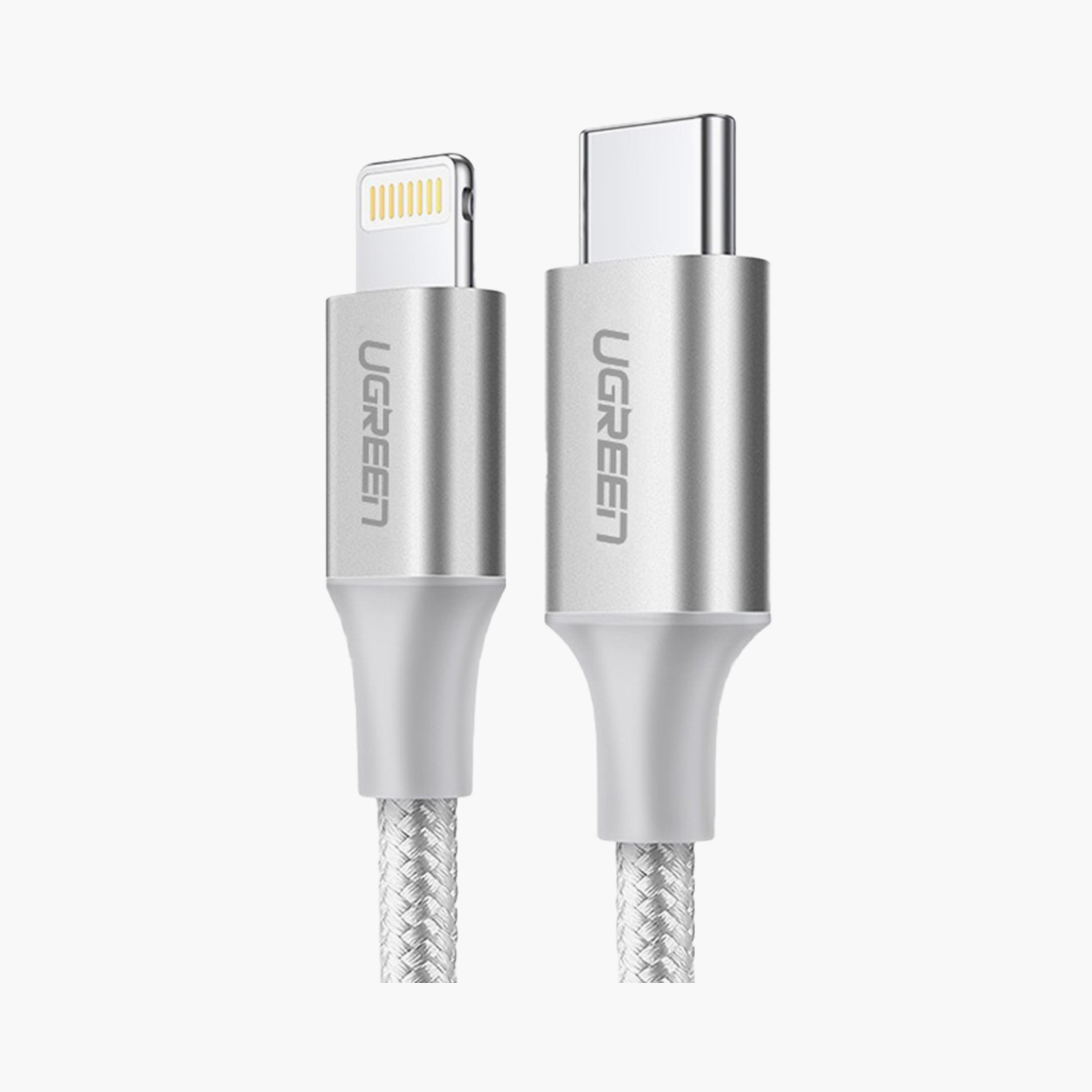 UGREEN Aluminum Braided Charging and Sync Data Cable USB-C to Lightning 1m - Silver | 70523-electronics-portabledevices-image-1