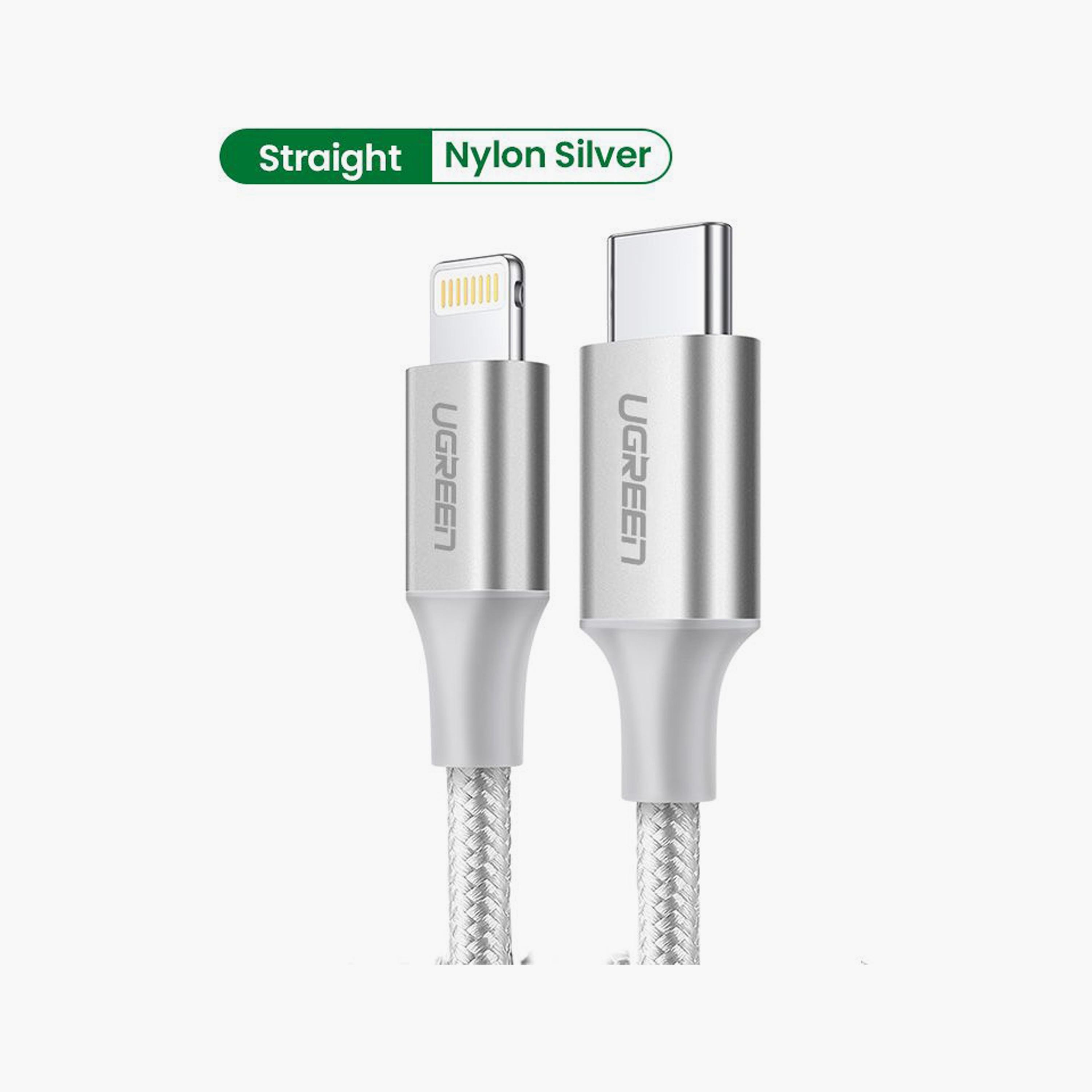UGREEN Aluminum Braided Charging and Sync Data Cable USB-C to Lightning 1m - Silver | 70523-electronics-portabledevices-image-2