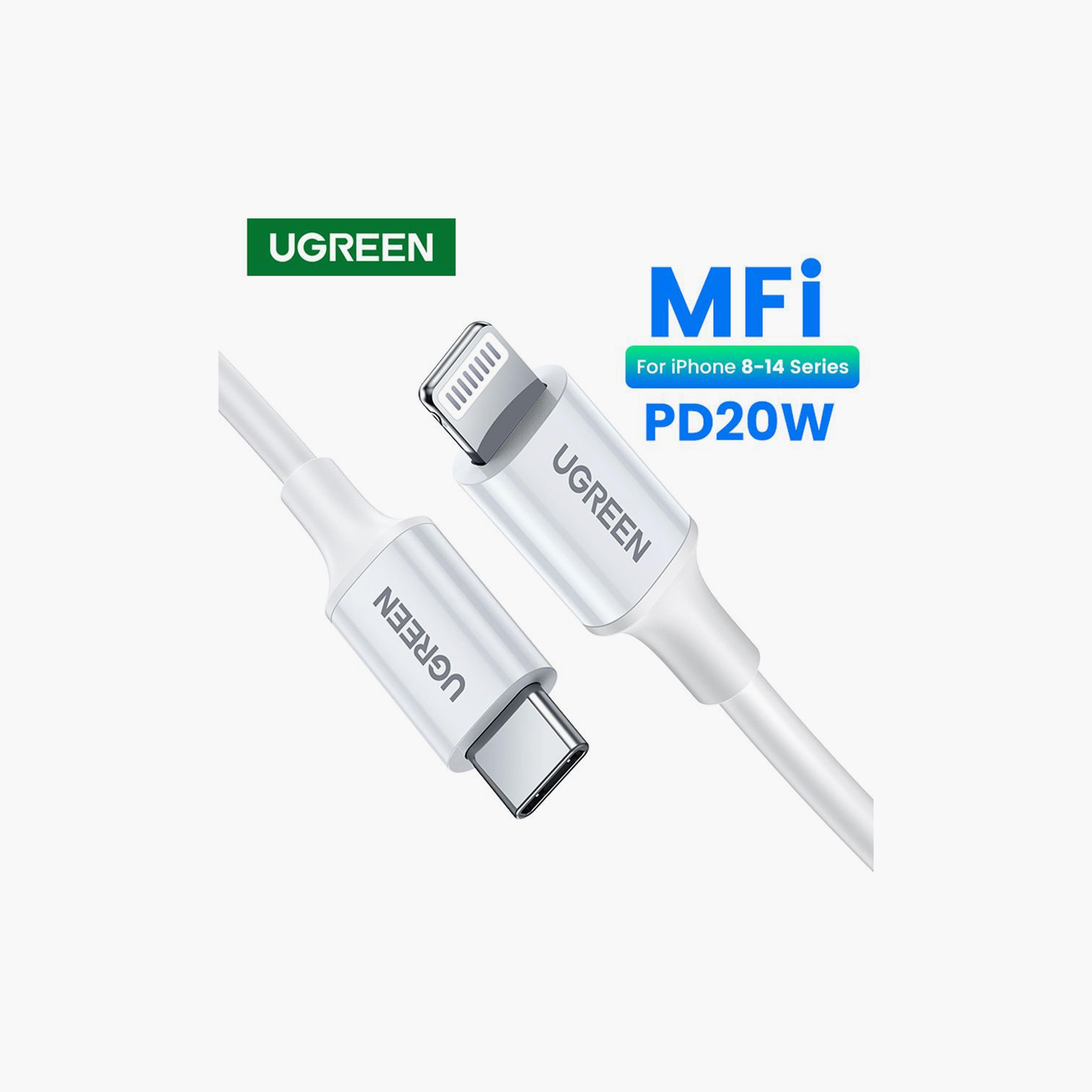 UGREEN Charging and Sync Data Cable USB-C to Lightning 1m - White | 10493-electronics-portabledevices-image-3