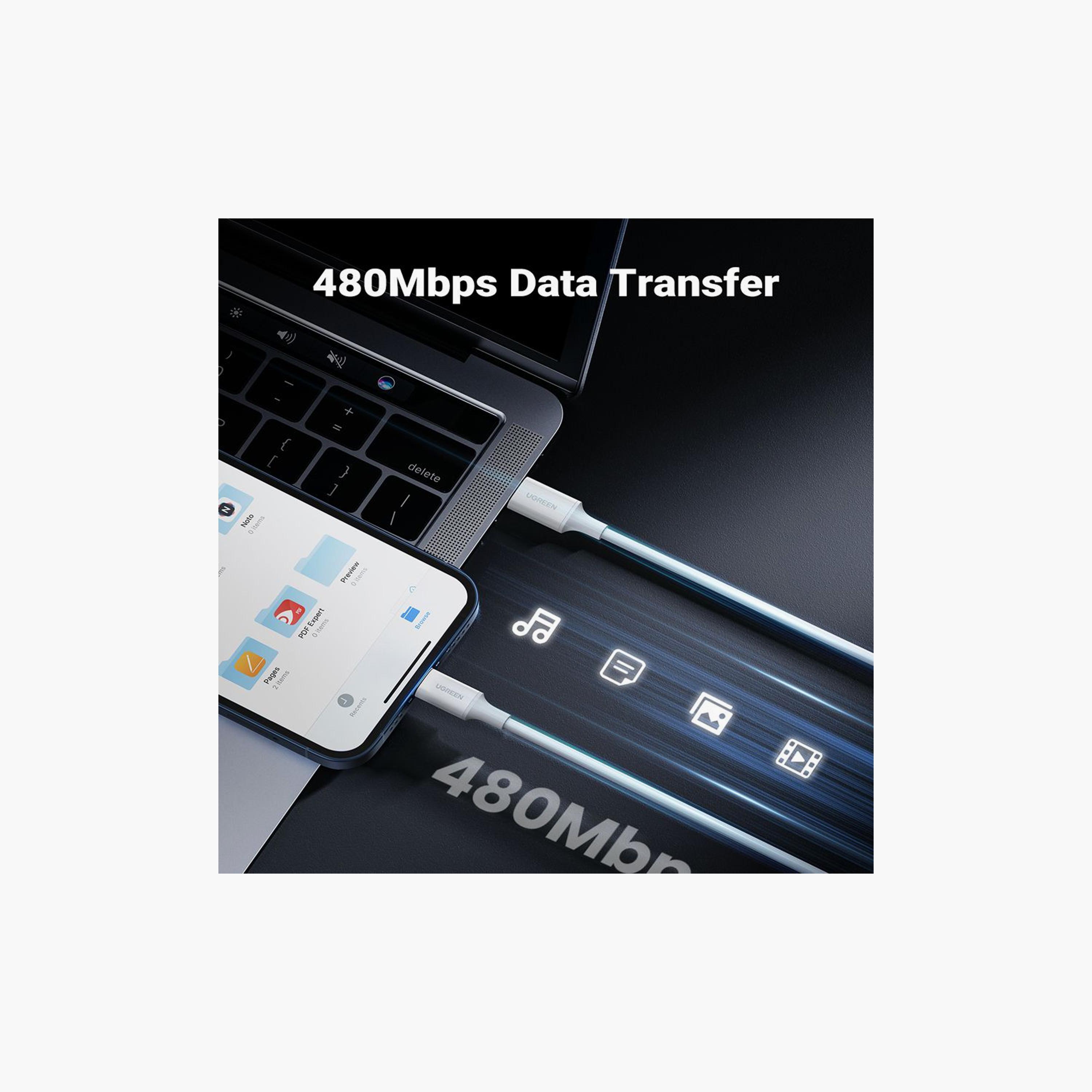 UGREEN Charging and Sync Data Cable USB-C to Lightning 1m - White | 10493-electronics-portabledevices-image-5