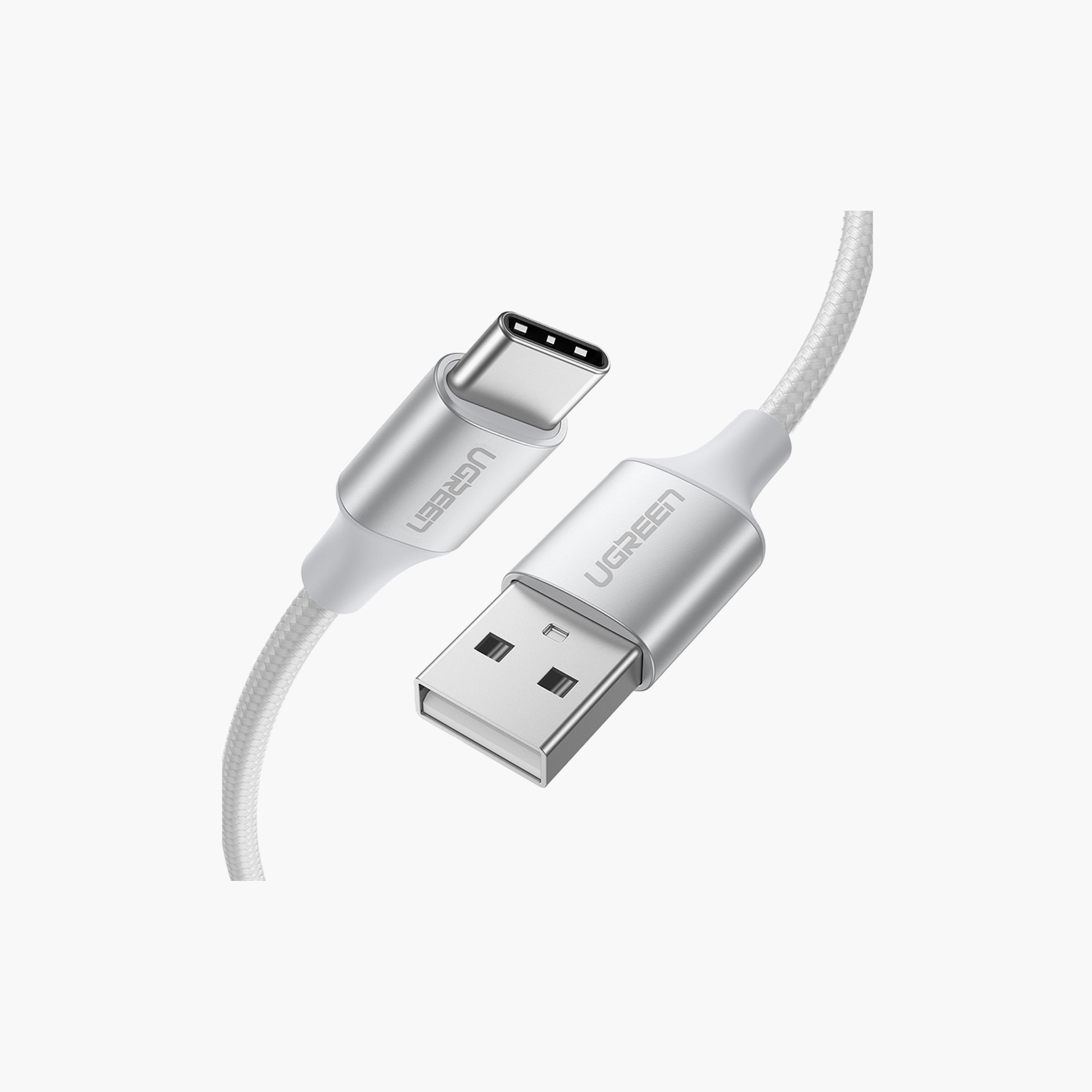 UGREEN Aluminum Braided Charging and Sync Data Cable USB to USB-C 1m - White | 60131-electronics-portabledevices-image-1