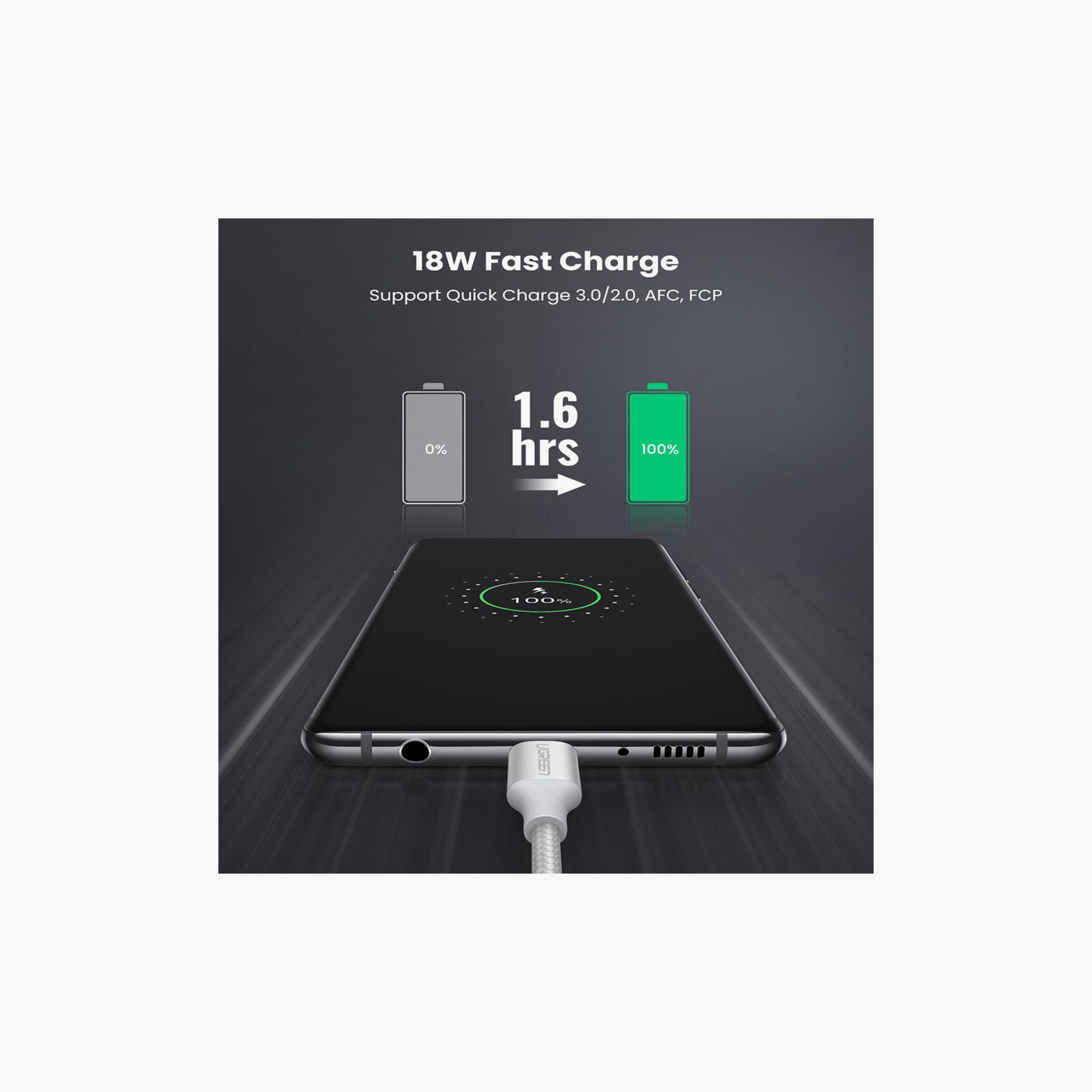 UGREEN Aluminum Braided Charging and Sync Data Cable USB to USB-C 1m - White | 60131-electronics-portabledevices-image-2
