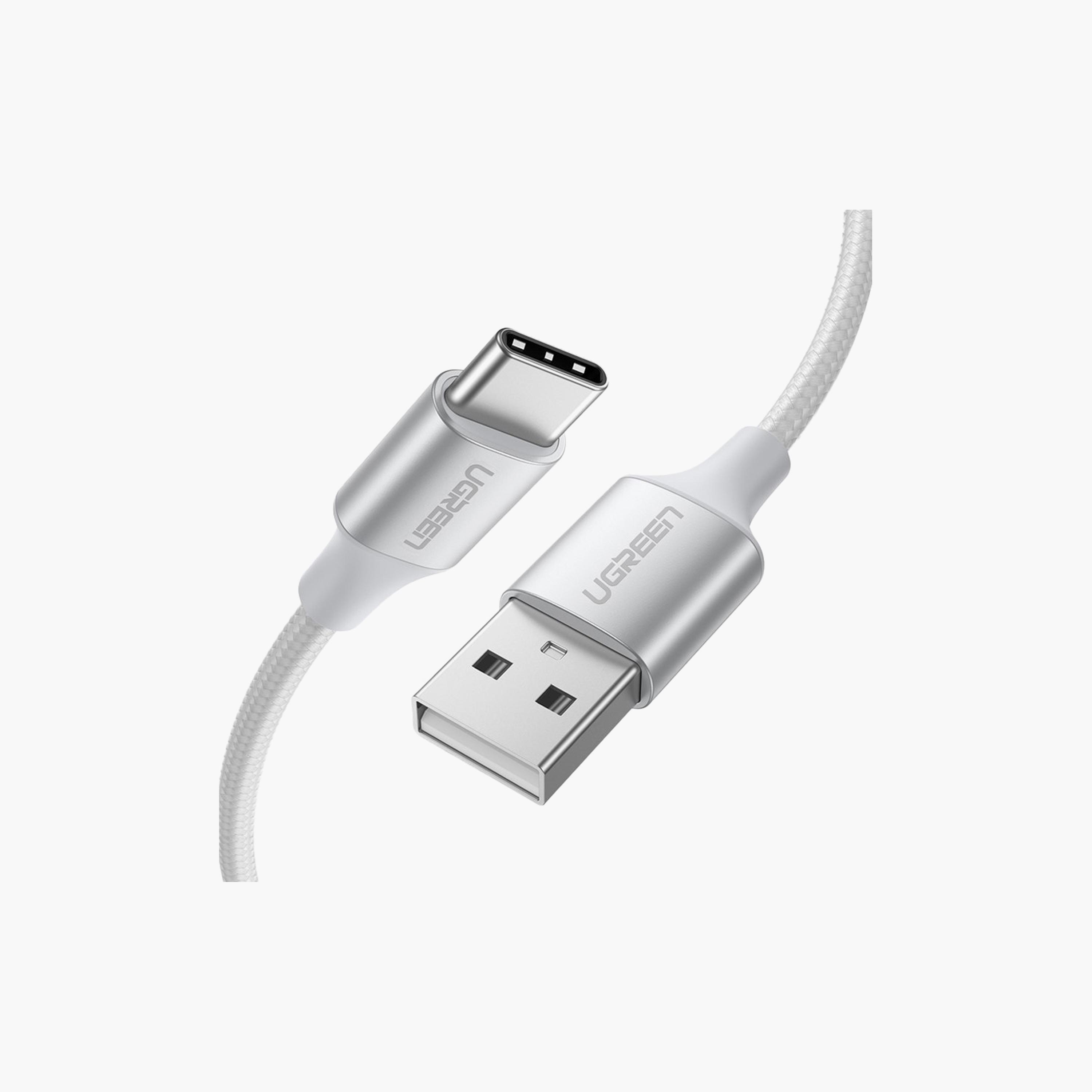UGREEN USB-A 2.0 to USB-C Cable Nickel Plating Aluminum Braid 2m - White | 60133-electronics-portabledevices-image-1
