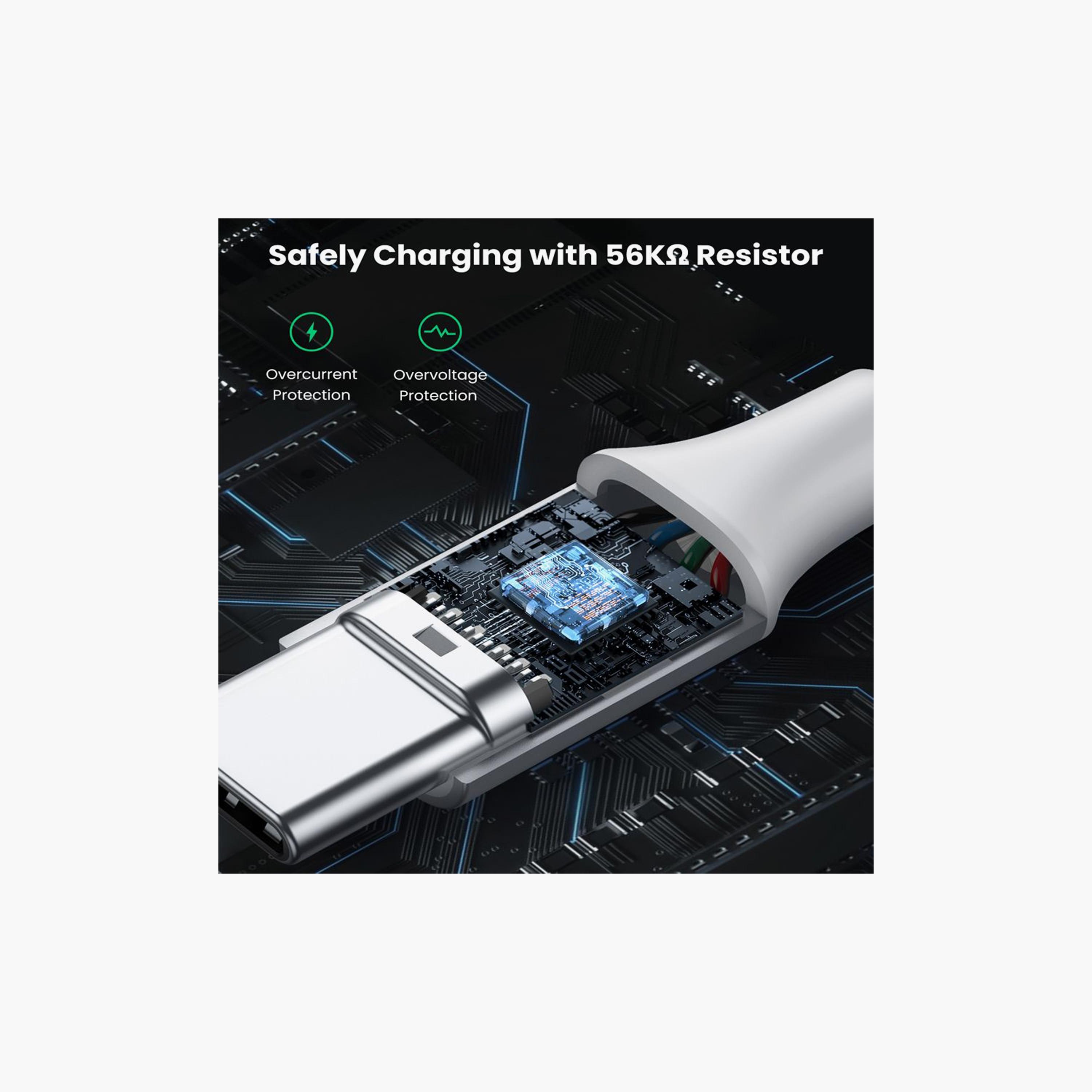 UGREEN USB-A 2.0 to USB-C Cable Nickel Plating Aluminum Braid 2m - White | 60133-electronics-portabledevices-image-5