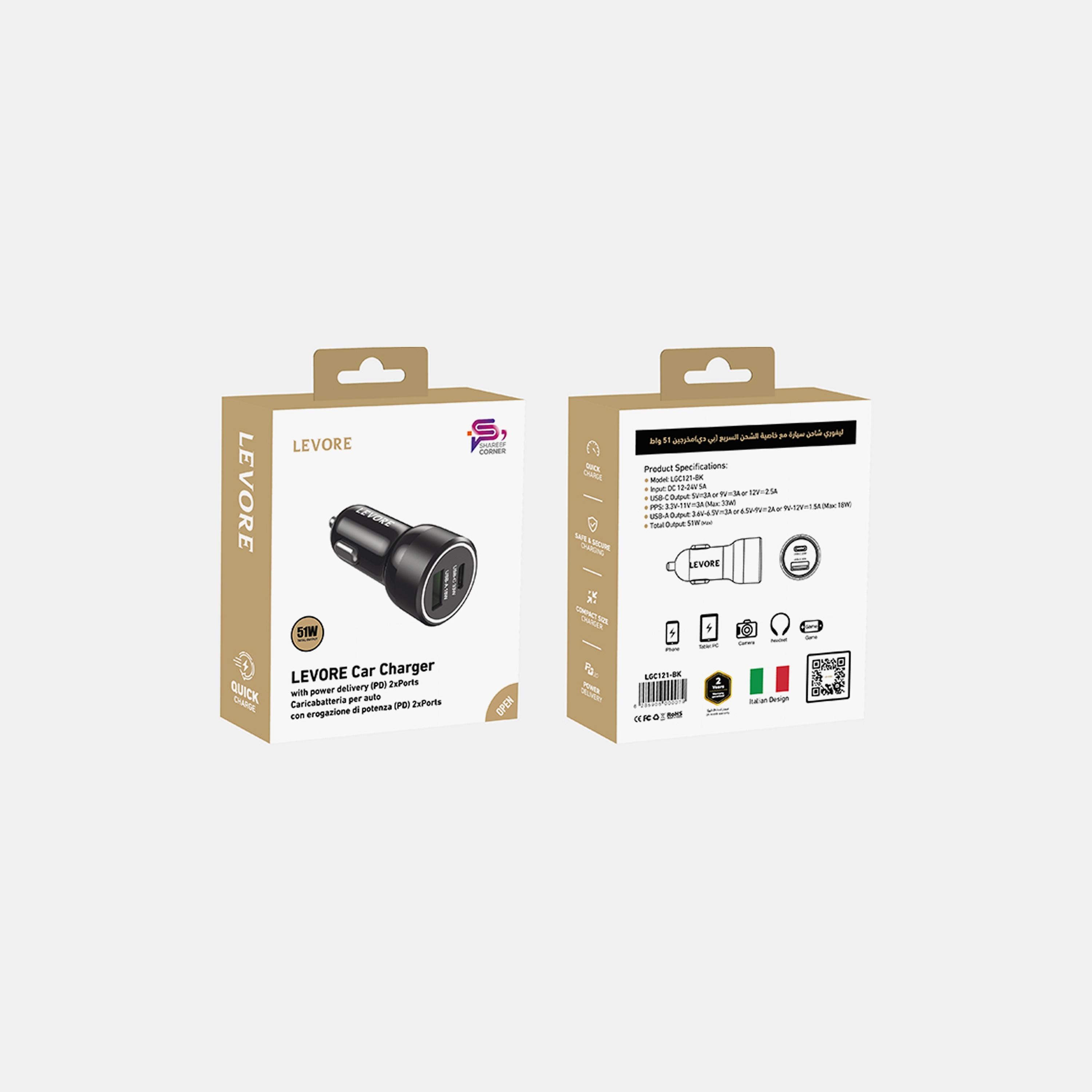 Levore Car Charger 51W USB-C PD and USB-A- Black | LGC121-BK-electronics-accessories-mobileaccesories-image-5