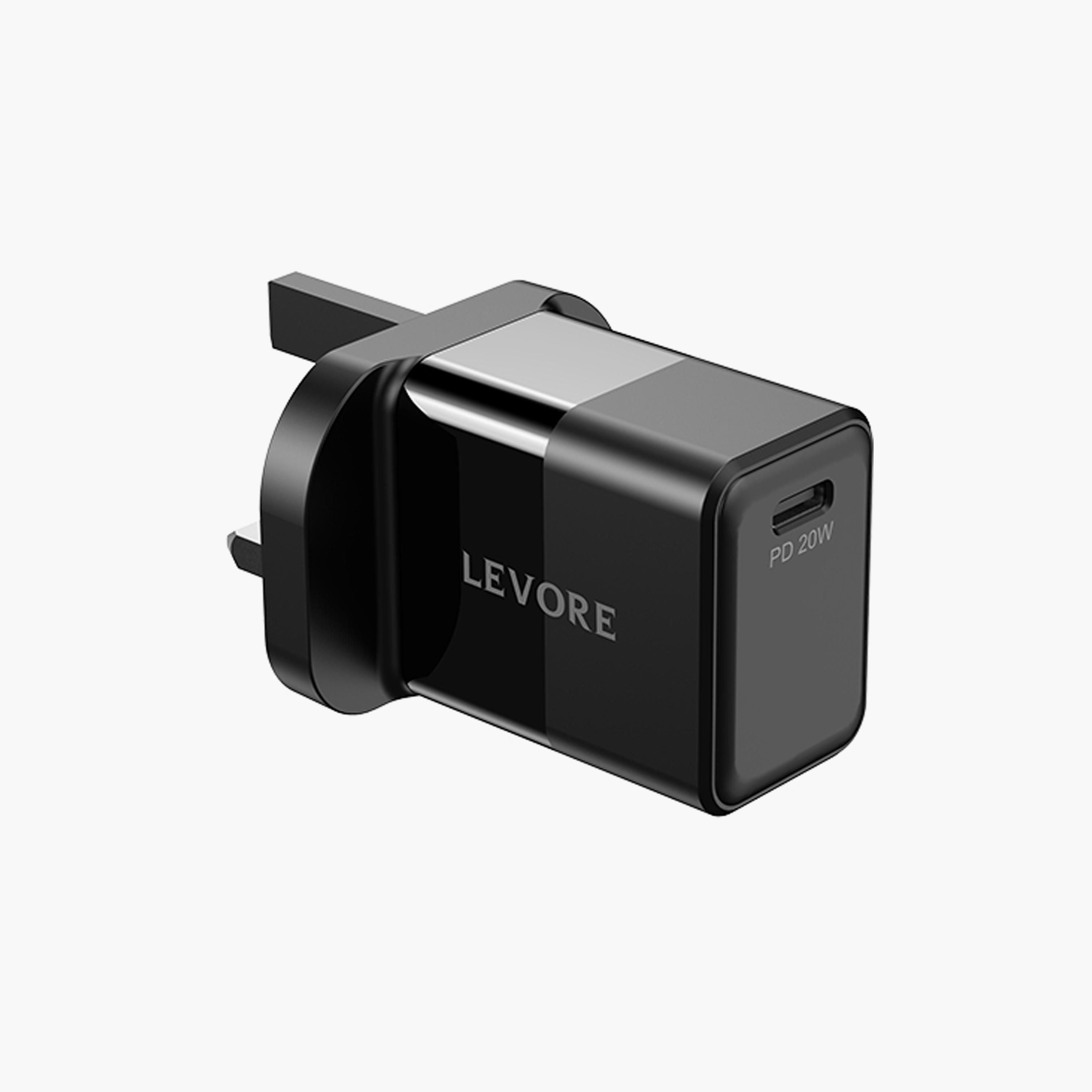 Levore Wall Charger 20W USB-C PD Adapter- Black | LGW112-BK-electronics-accessories-mobileaccesories-image-1
