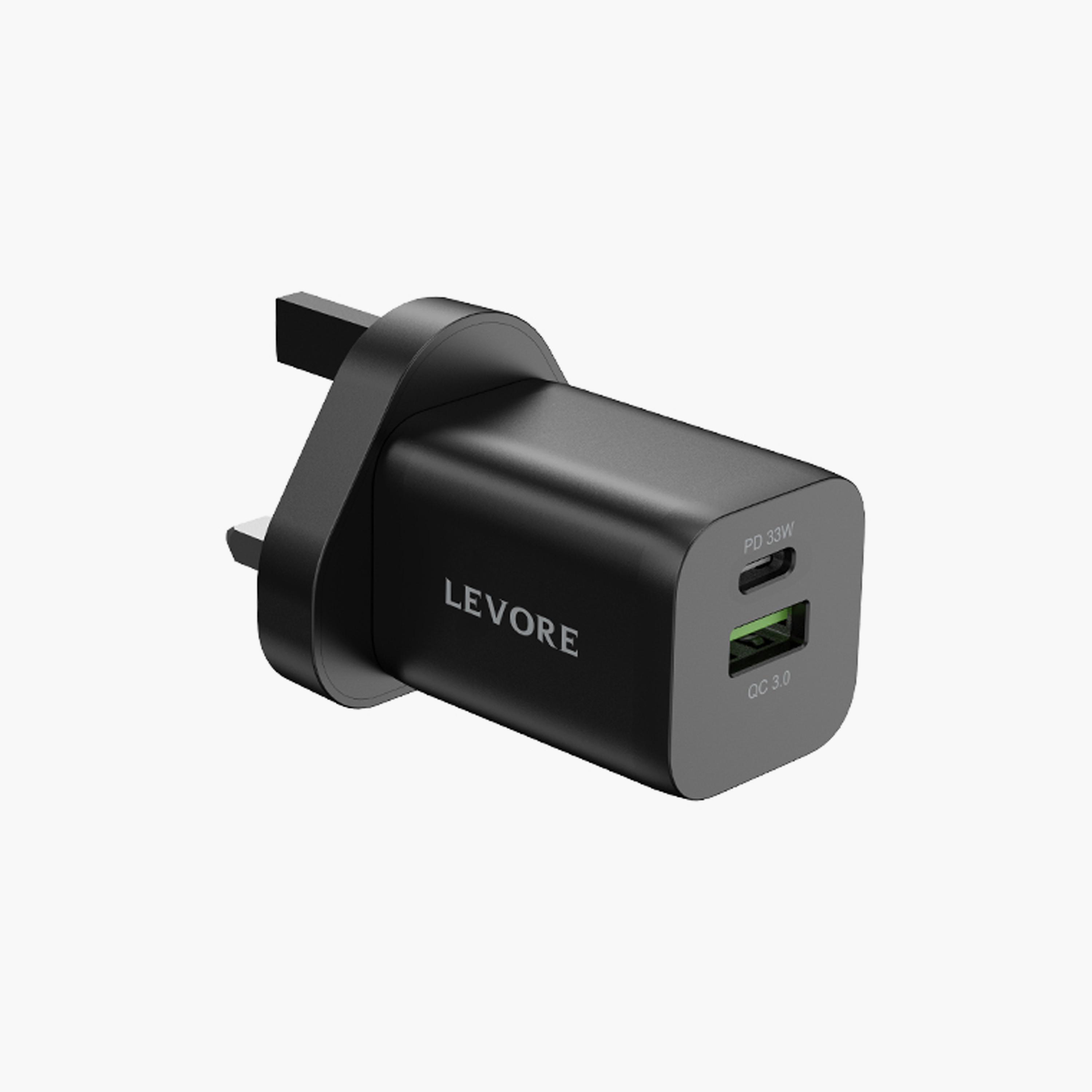 Levore Wall Charger 33W USB-C PD and USB-A Port - Black | LGW121-BK-electronics-accessories-mobileaccesories-image-1