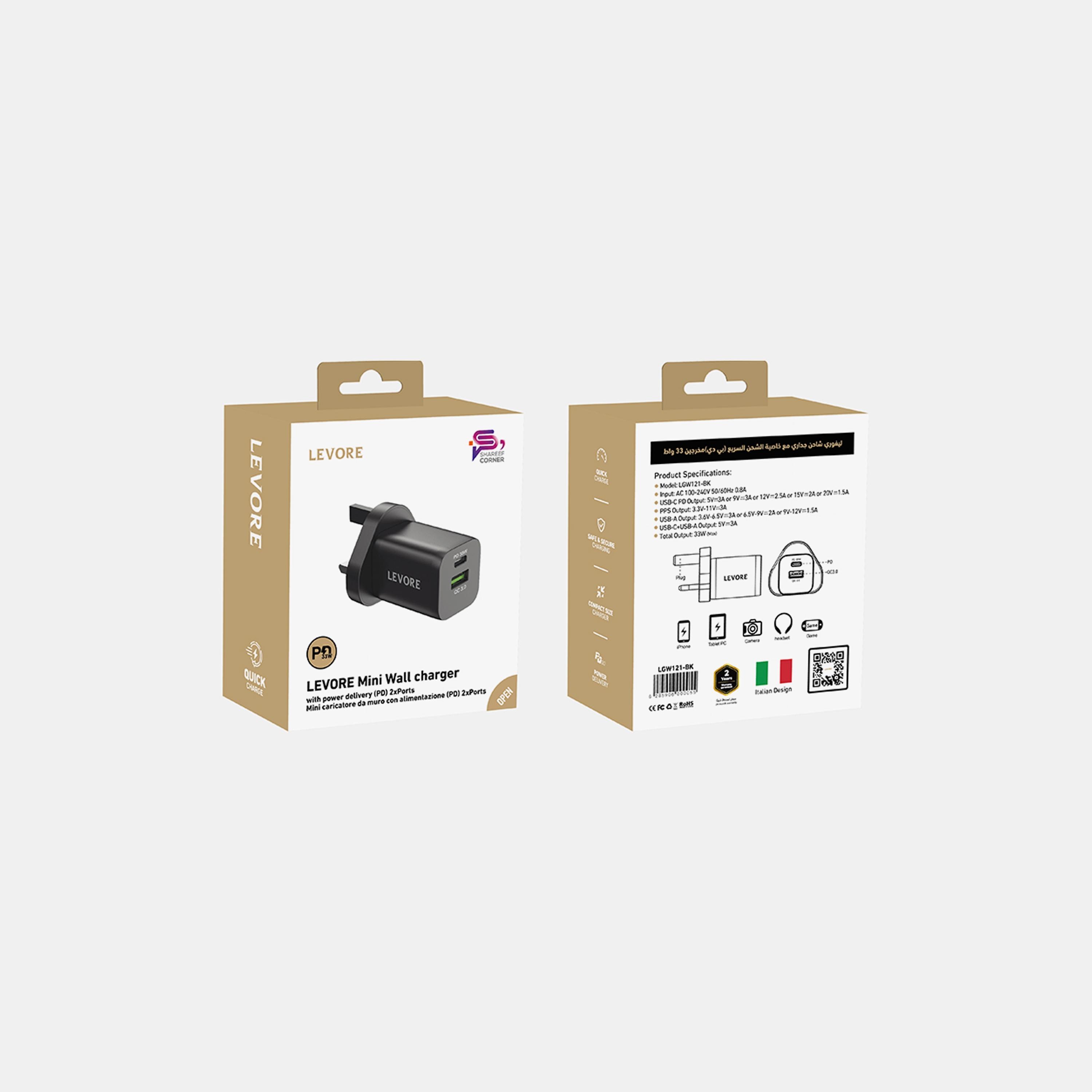 Levore Wall Charger 33W USB-C PD and USB-A Port - Black | LGW121-BK-electronics-accessories-mobileaccesories-image-5