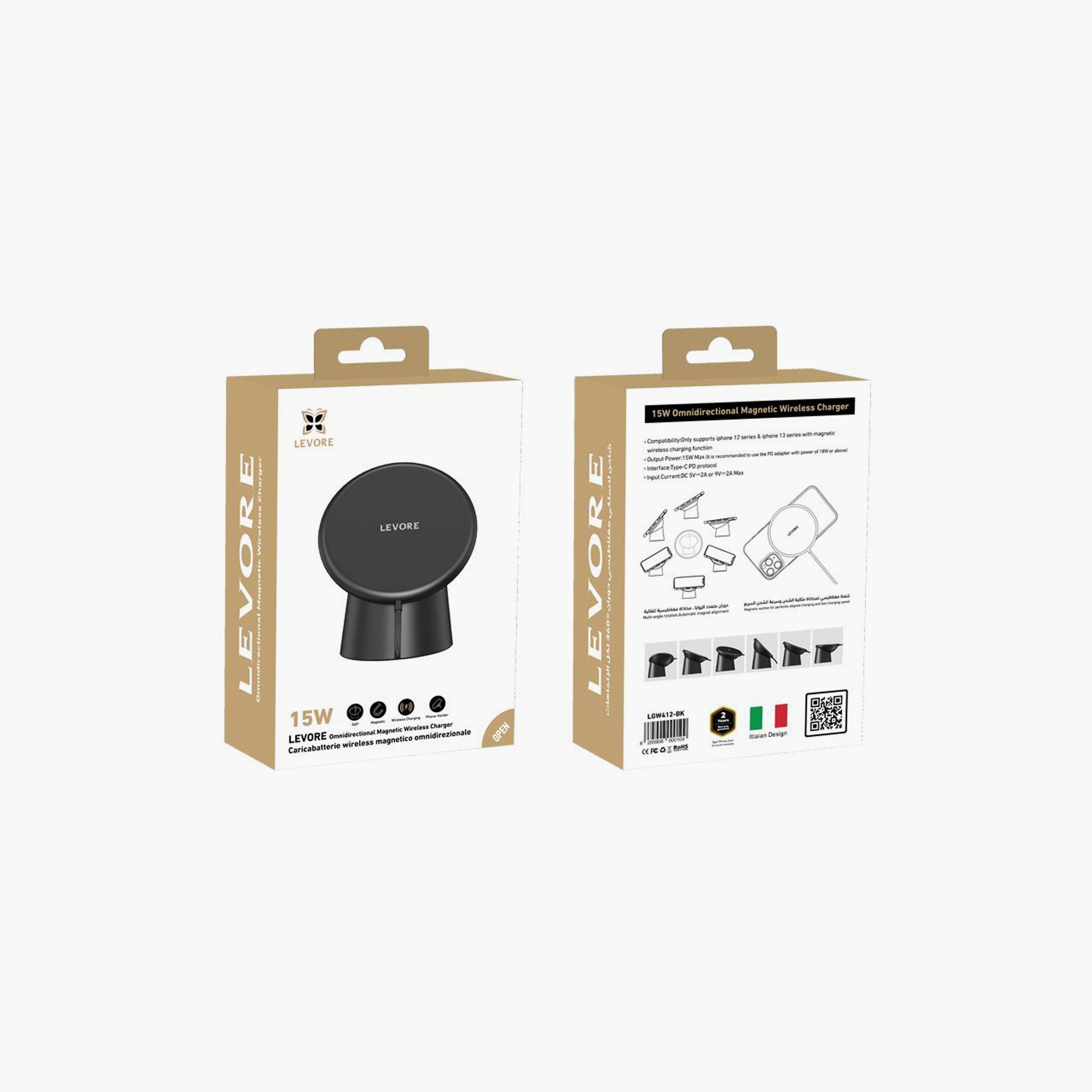 Levore Magnetic Wireless Charging Desk Stand 15W - Black | LGW412-BK-electronics-accessories-mobileaccesories-image-2