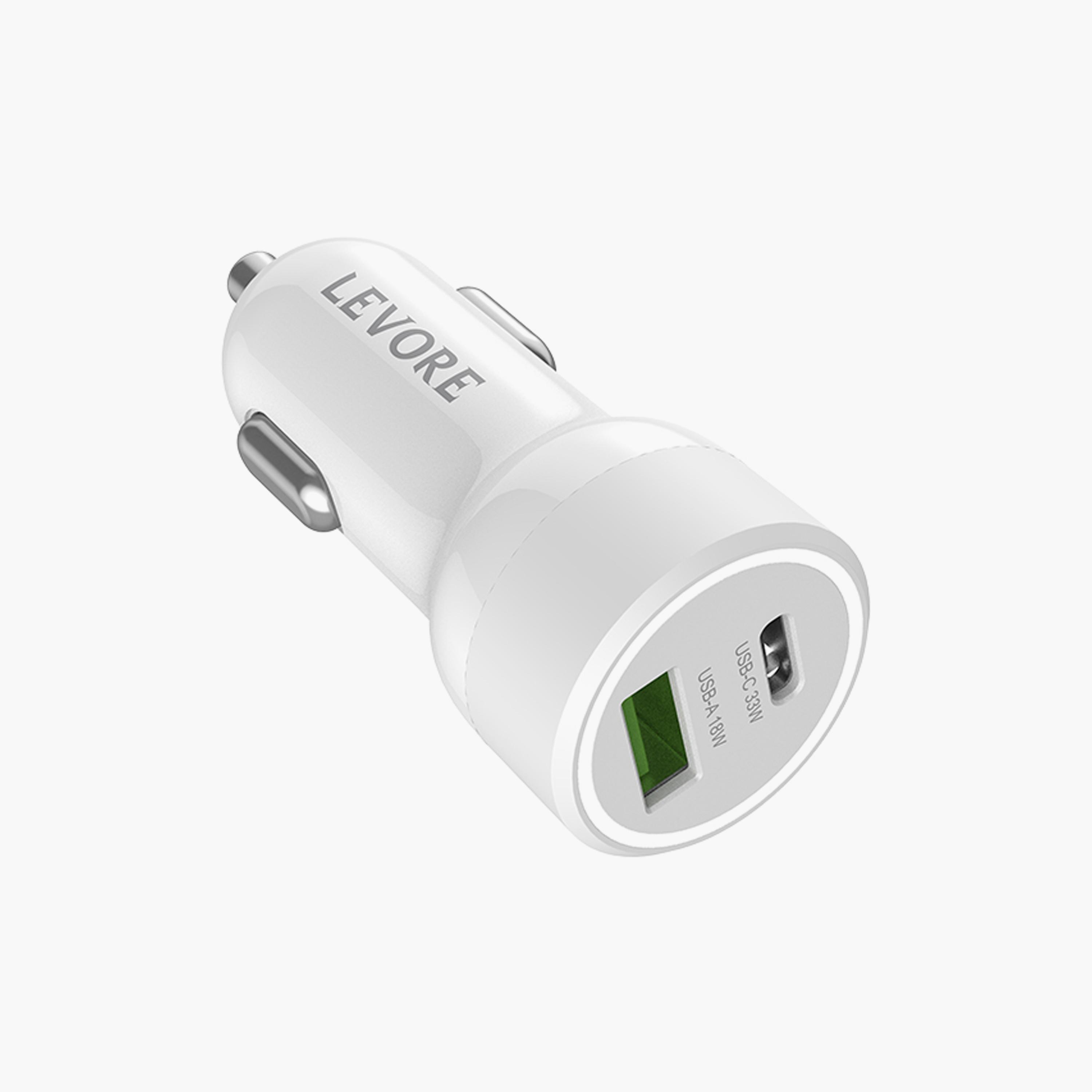 Levore Car Charger 51W USB-C PD and USB-A- White | LGC121-WH-electronics-accessories-mobileaccesories-image-1