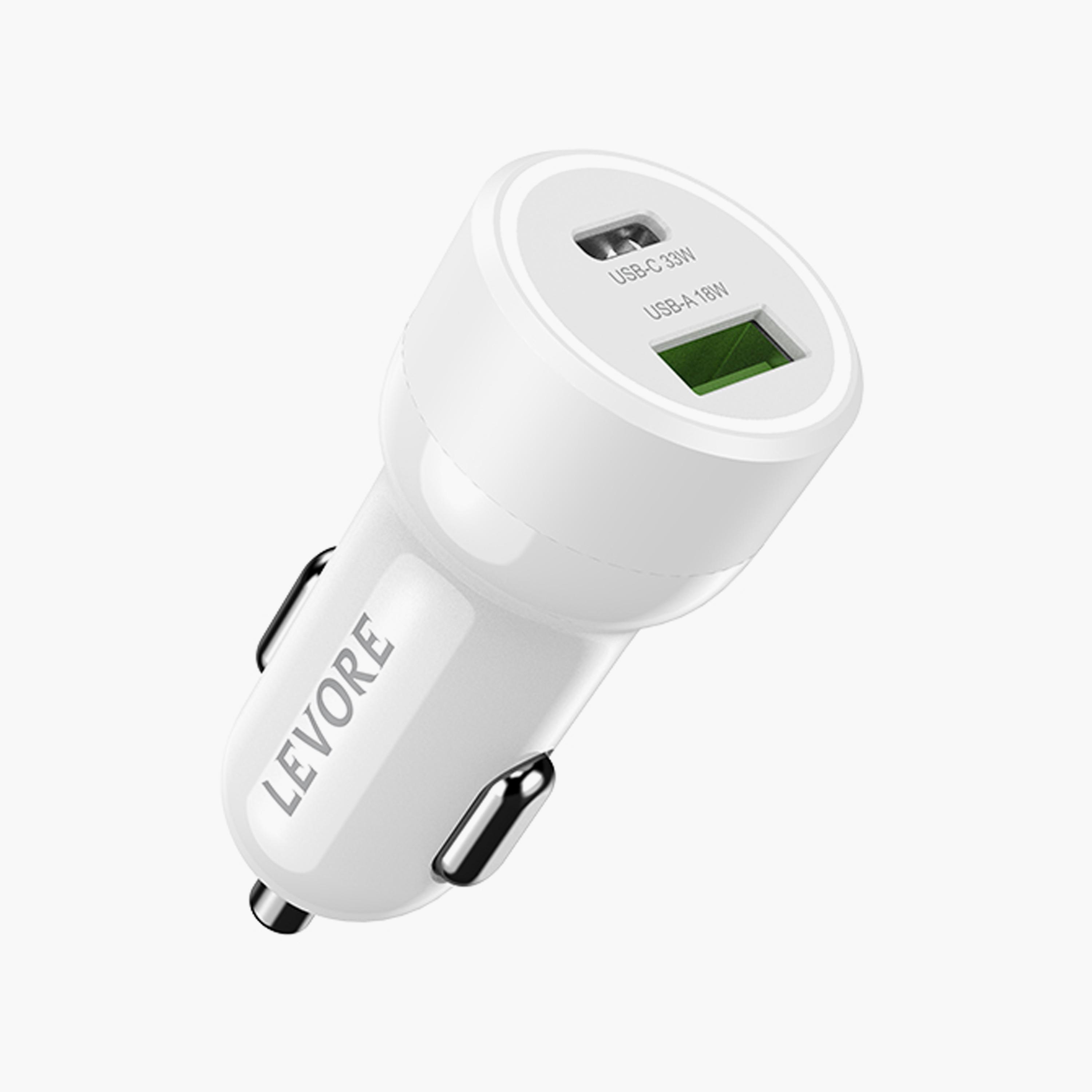 Levore Car Charger 51W USB-C PD and USB-A- White | LGC121-WH-electronics-accessories-mobileaccesories-image-2