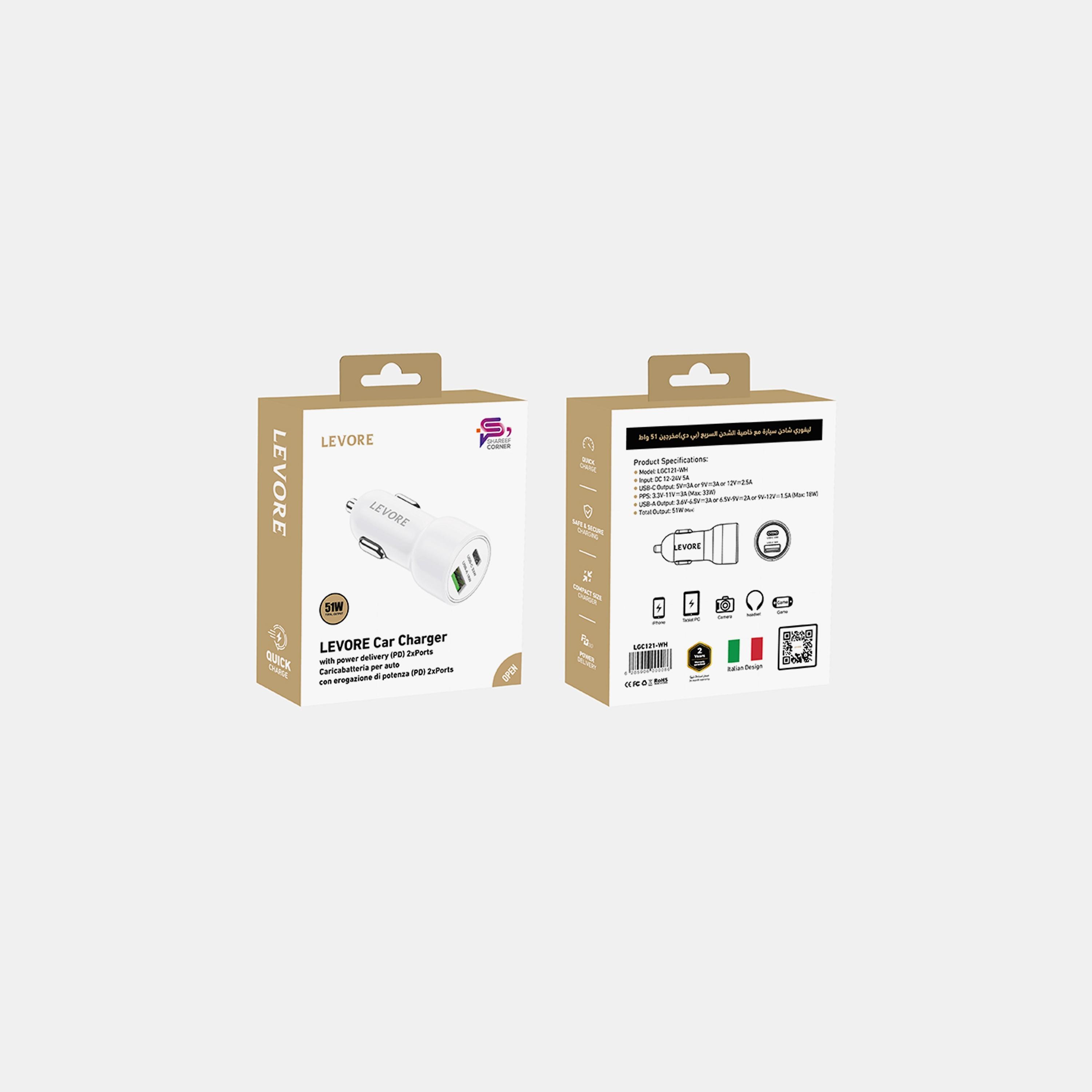 Levore Car Charger 51W USB-C PD and USB-A- White | LGC121-WH-electronics-accessories-mobileaccesories-image-6