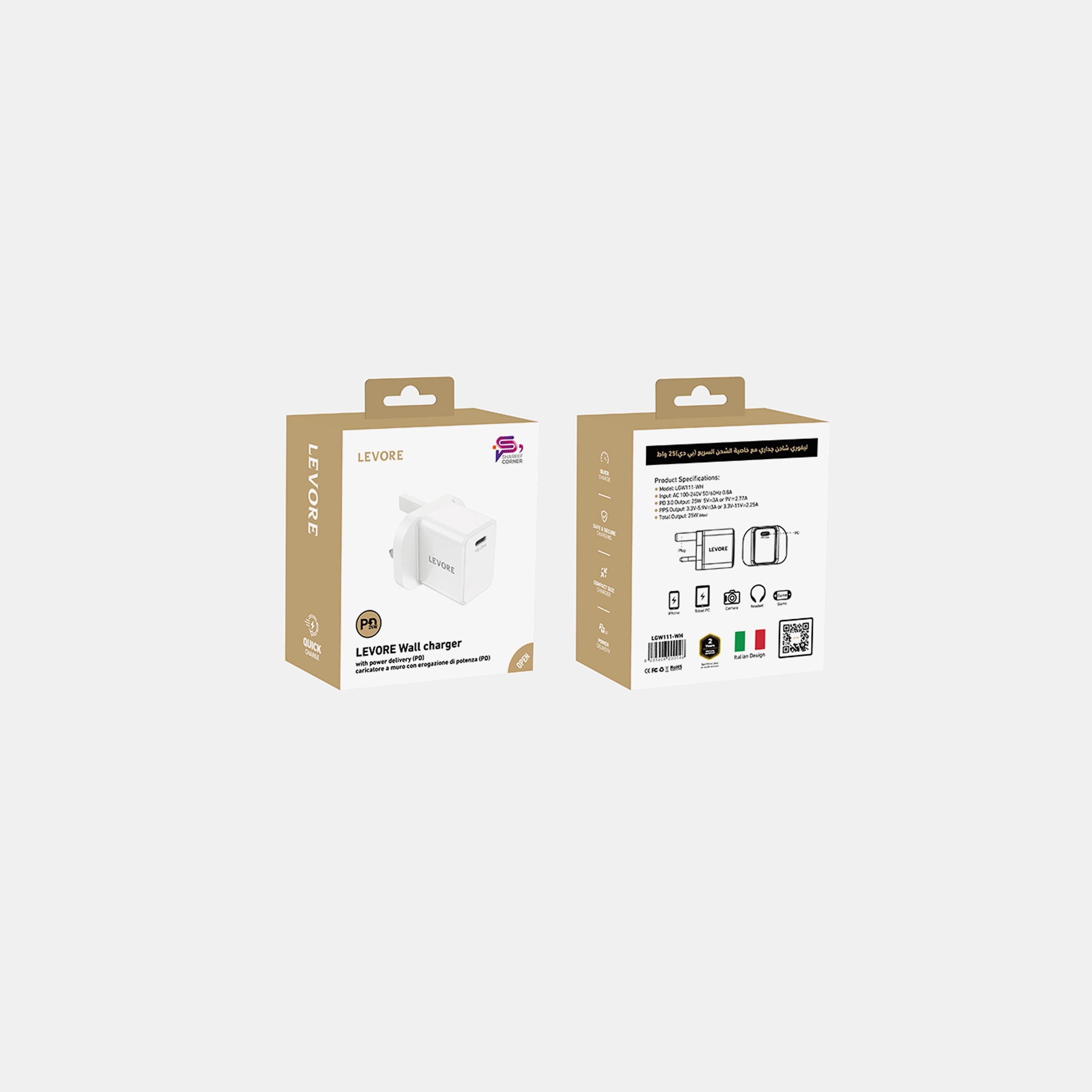 Levore Wall Charger 25W USB-C PD Adapter - White | LGW111-WH-electronics-accessories-mobileaccesories-image-5