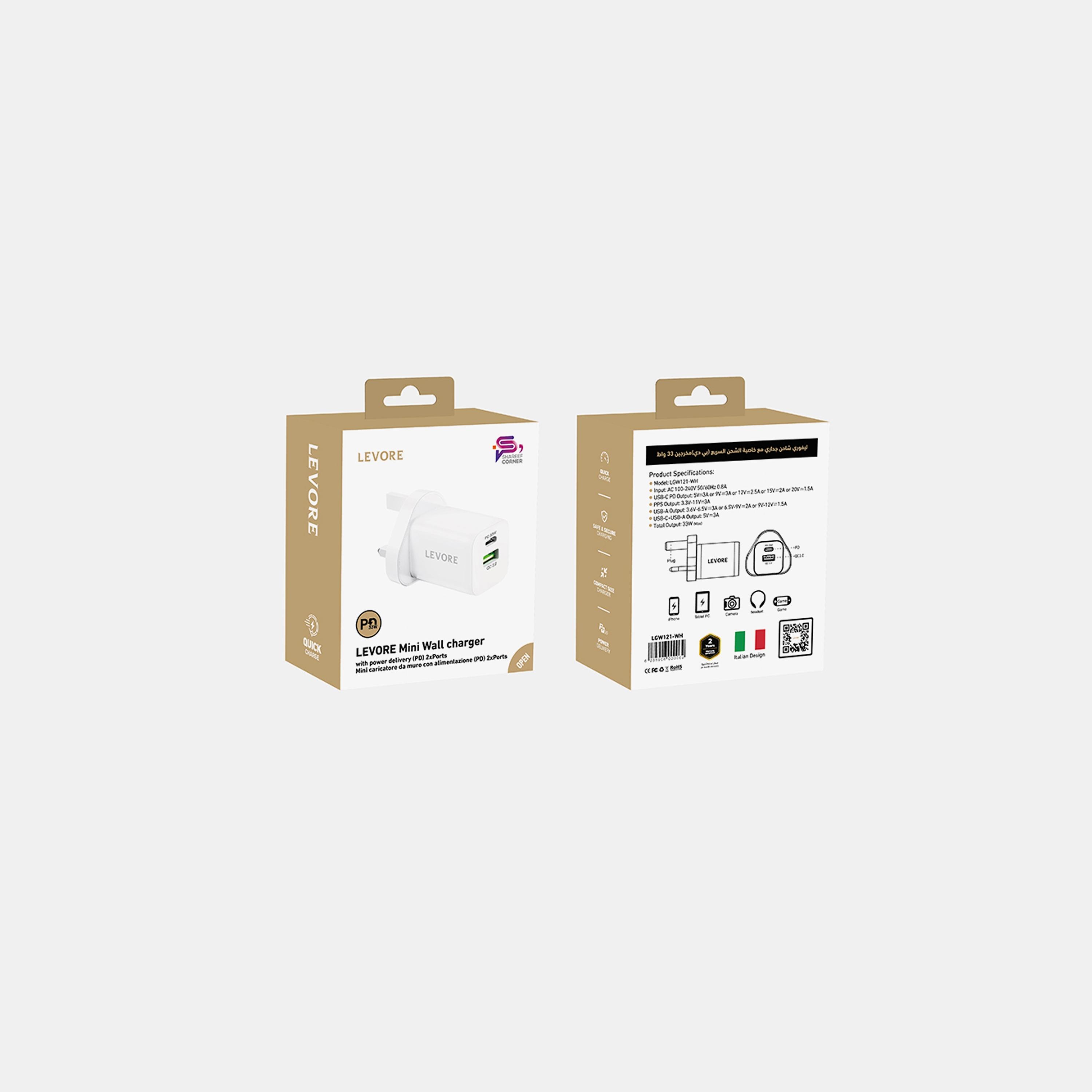 Levore Wall Charger 33W USB-C PD and USB-A Port - White | LGW121-WH-electronics-accessories-mobileaccesories-image-5