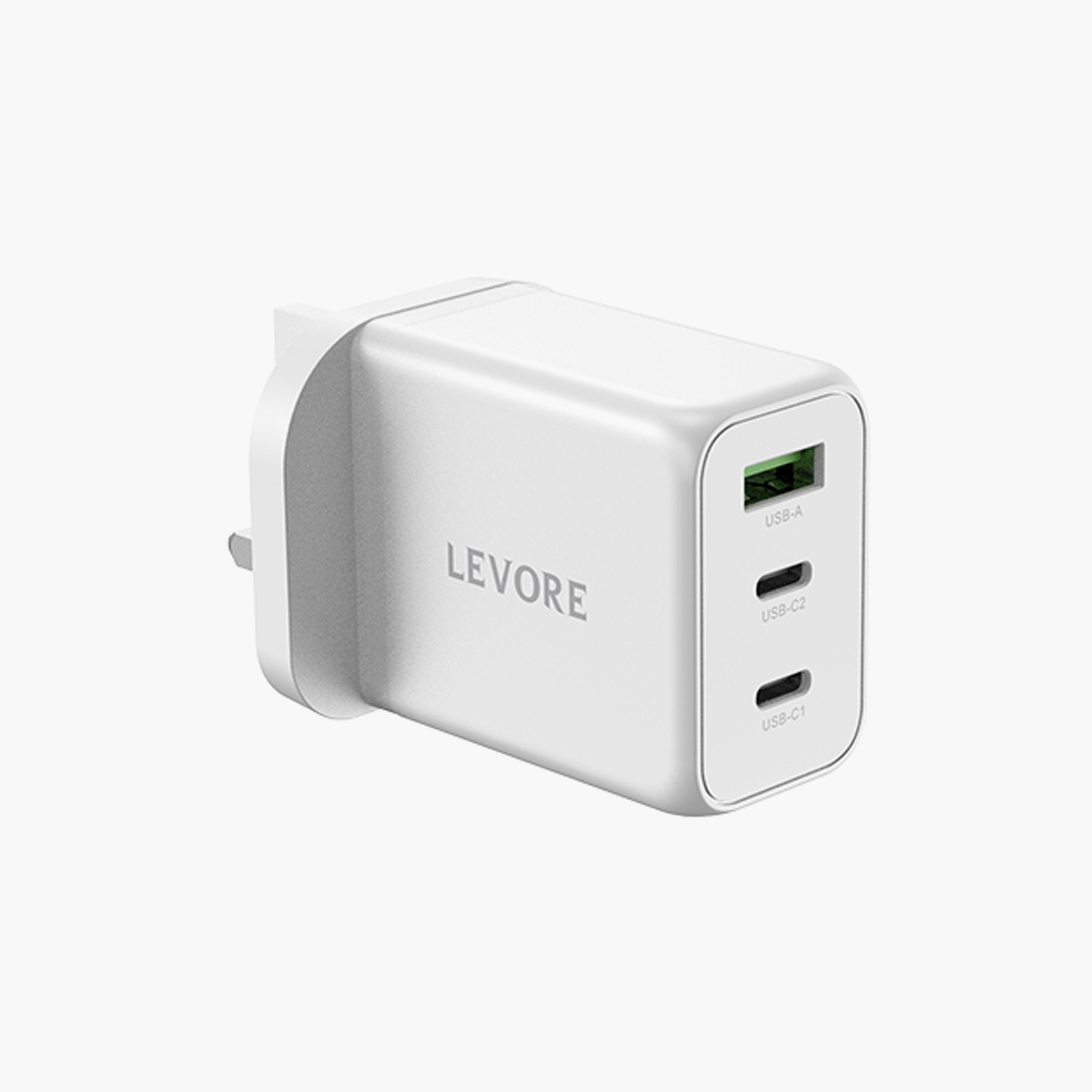 Levore Wall charger with Dual 65W 2 USB-C Ports and 30W USB-A Port - White | LGW131-WH-electronics-accessories-mobileaccesories-image-1