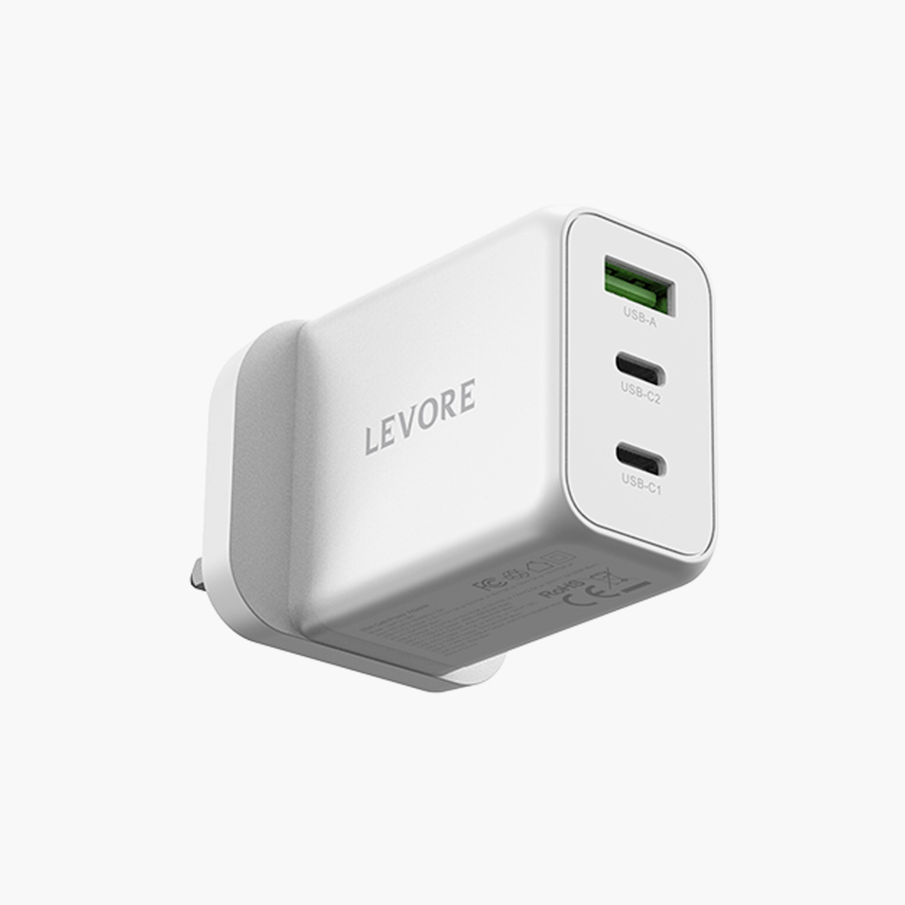 Levore Wall charger with Dual 65W 2 USB-C Ports and 30W USB-A Port - White | LGW131-WH-electronics-accessories-mobileaccesories-image-2