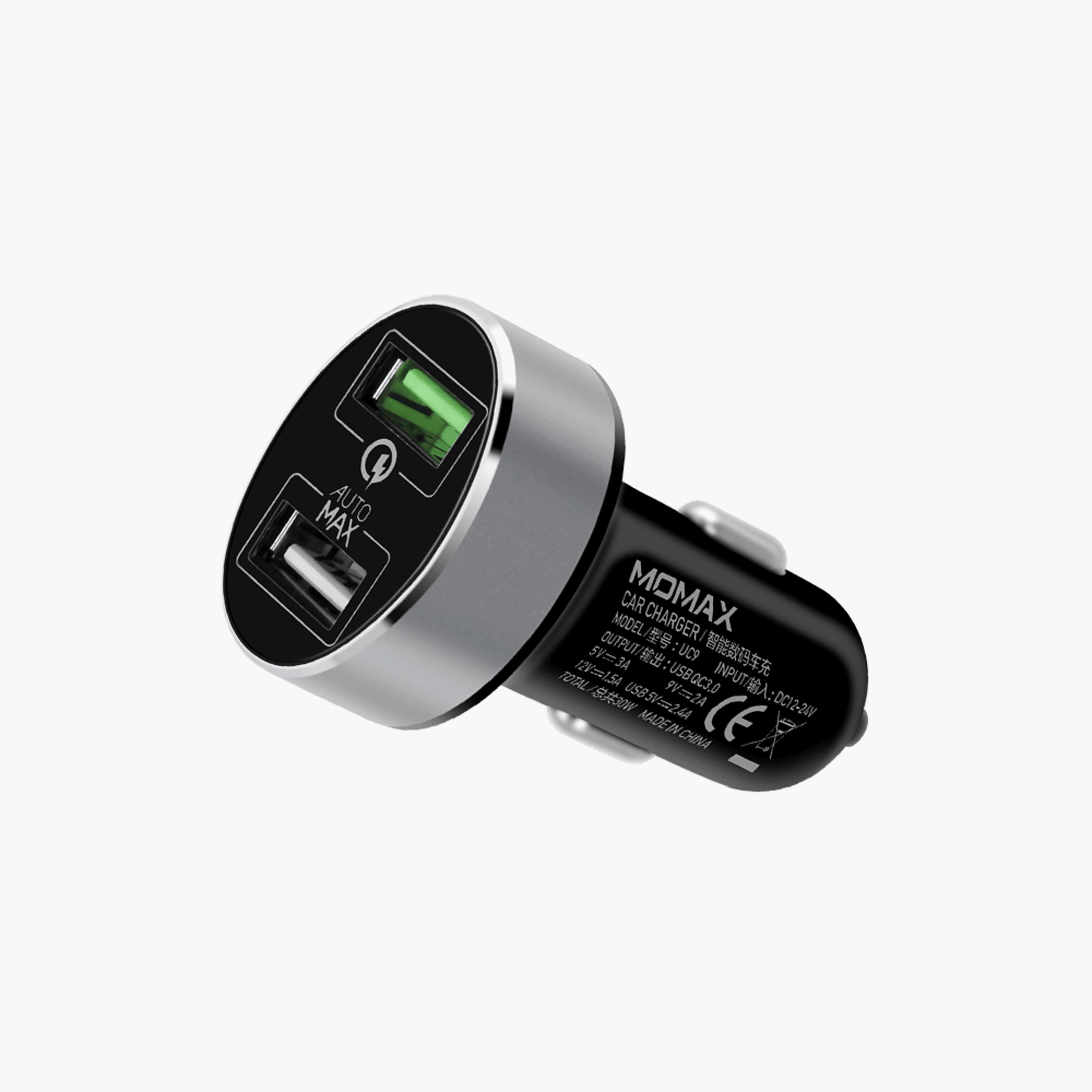 Momax UC series Dual-port Fast Car Charger - black | UC9D-electronics-accessories-mobileaccesories-image-2