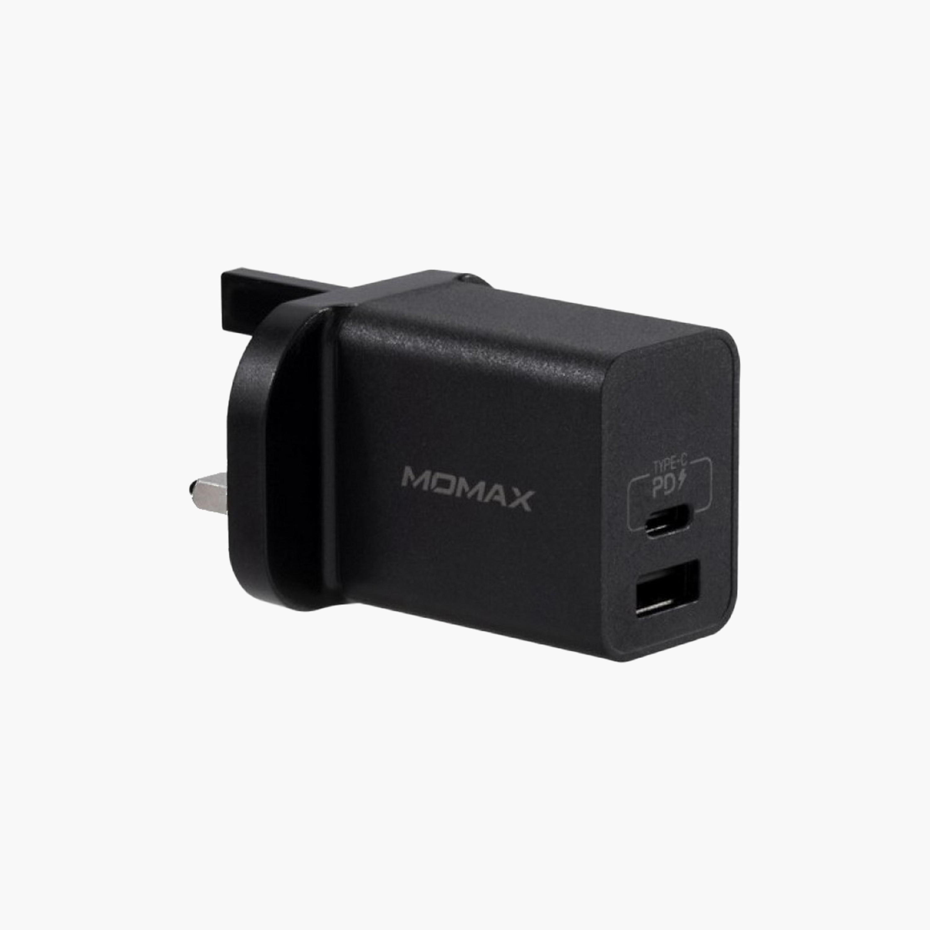 Momax Wall Charger One Plug 2-Ports PD And QC 3.0 USB Fast Charger 20W - Black | UM13UKD-electronics-accessories-mobileaccesories-image-1