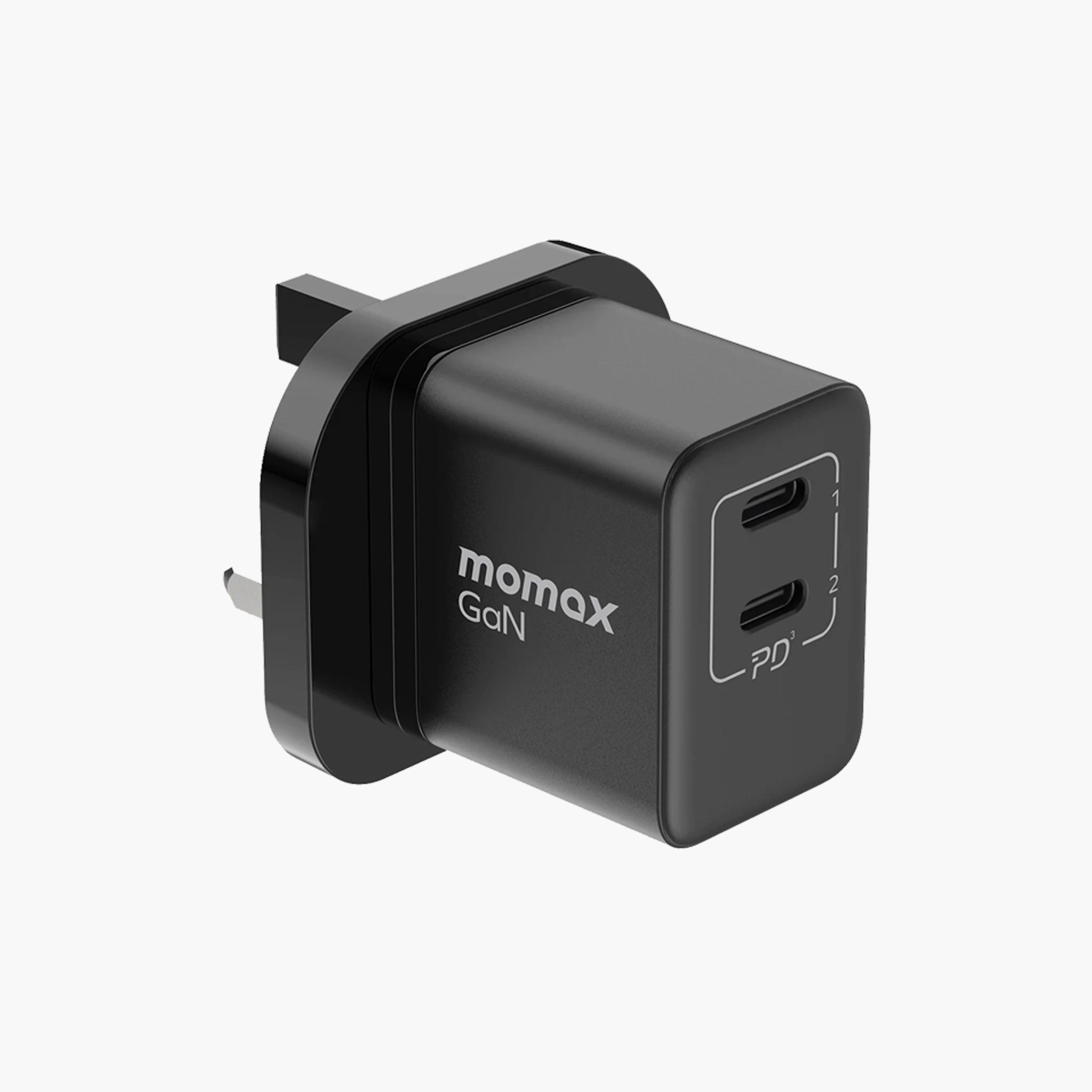 Momax One Plug Gan 35W 2-Port Mini Fast Charger 2 USB-C port - Black | UM32UKD-electronics-accessories-mobileaccesories-image-1